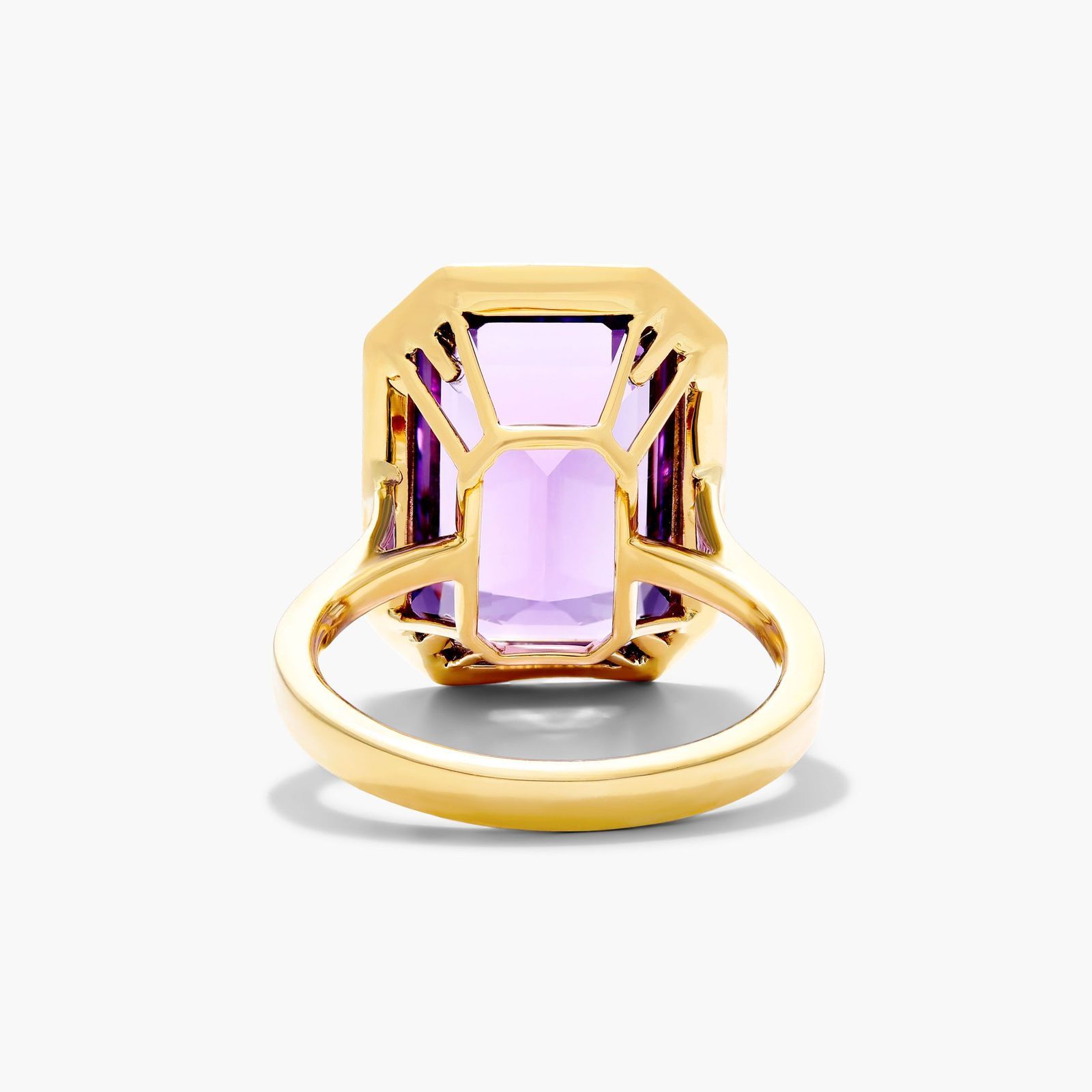 Emerald Cut Bezel Amethyst Cocktail Ring In 18K Yellow Gold