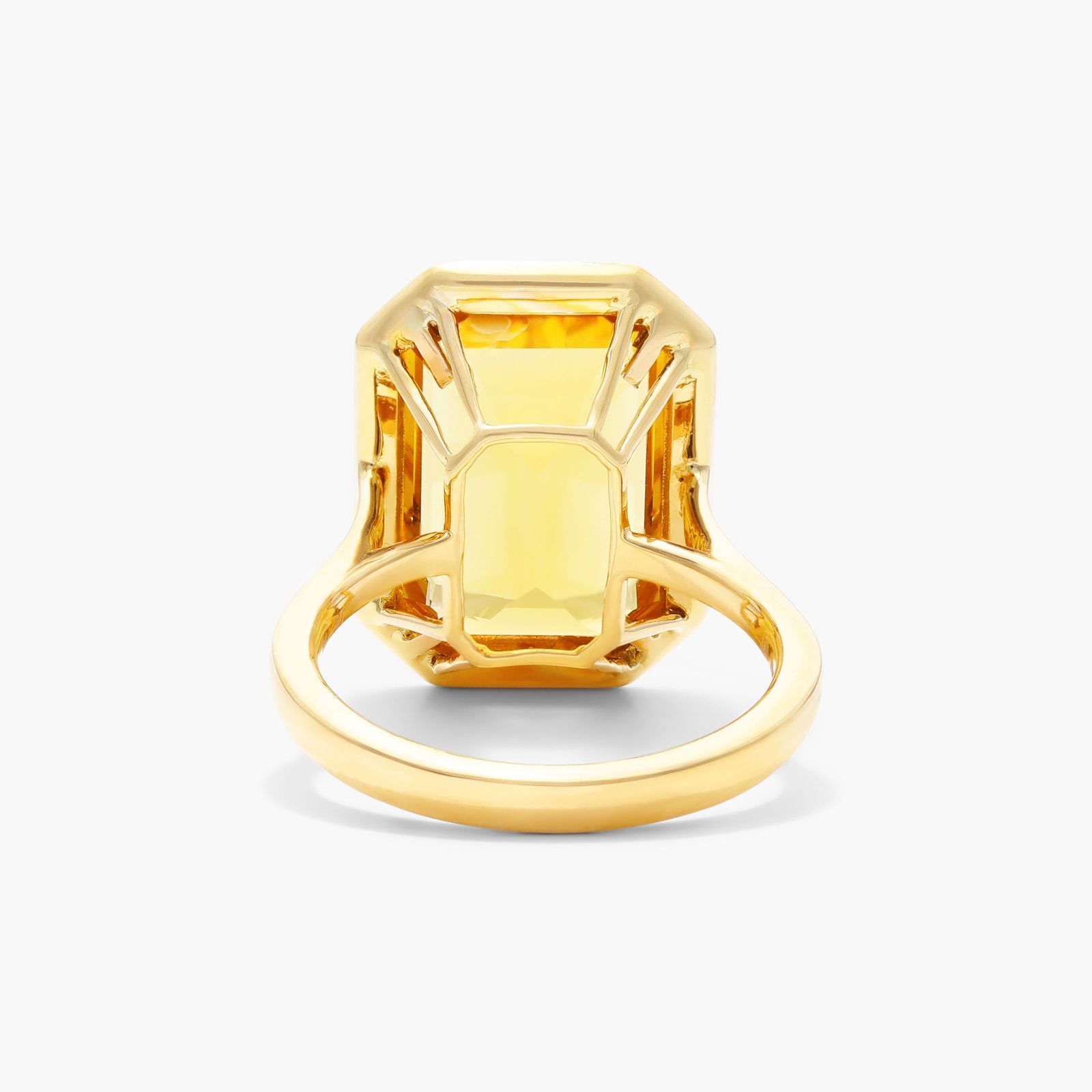 Emerald Cut Bezel Citrine Cocktail Ring In 18K Yellow Gold