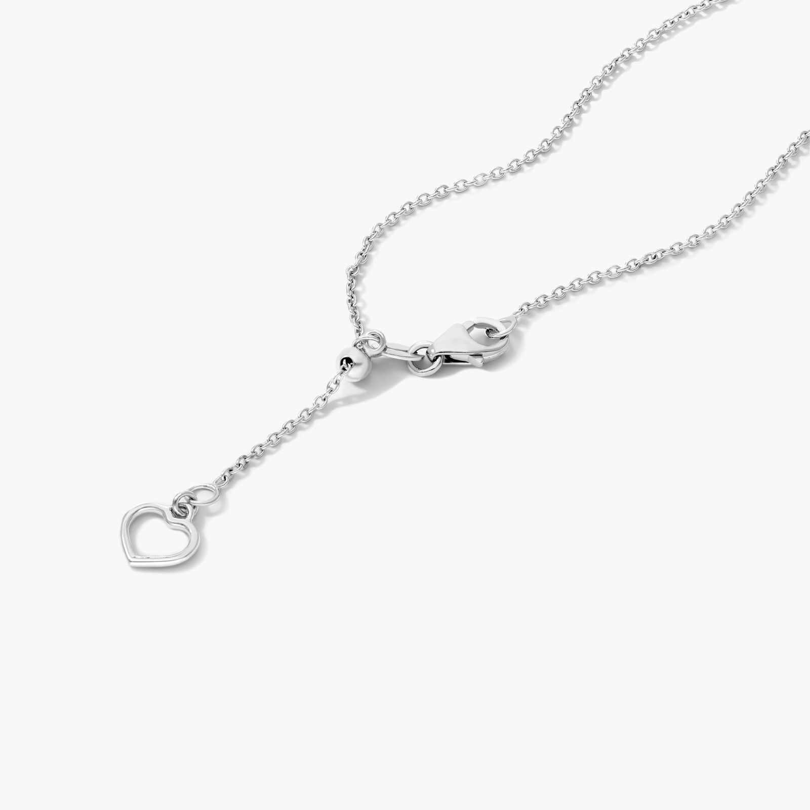 14K White Gold Heart Alternating Ruby and Diamond Necklace