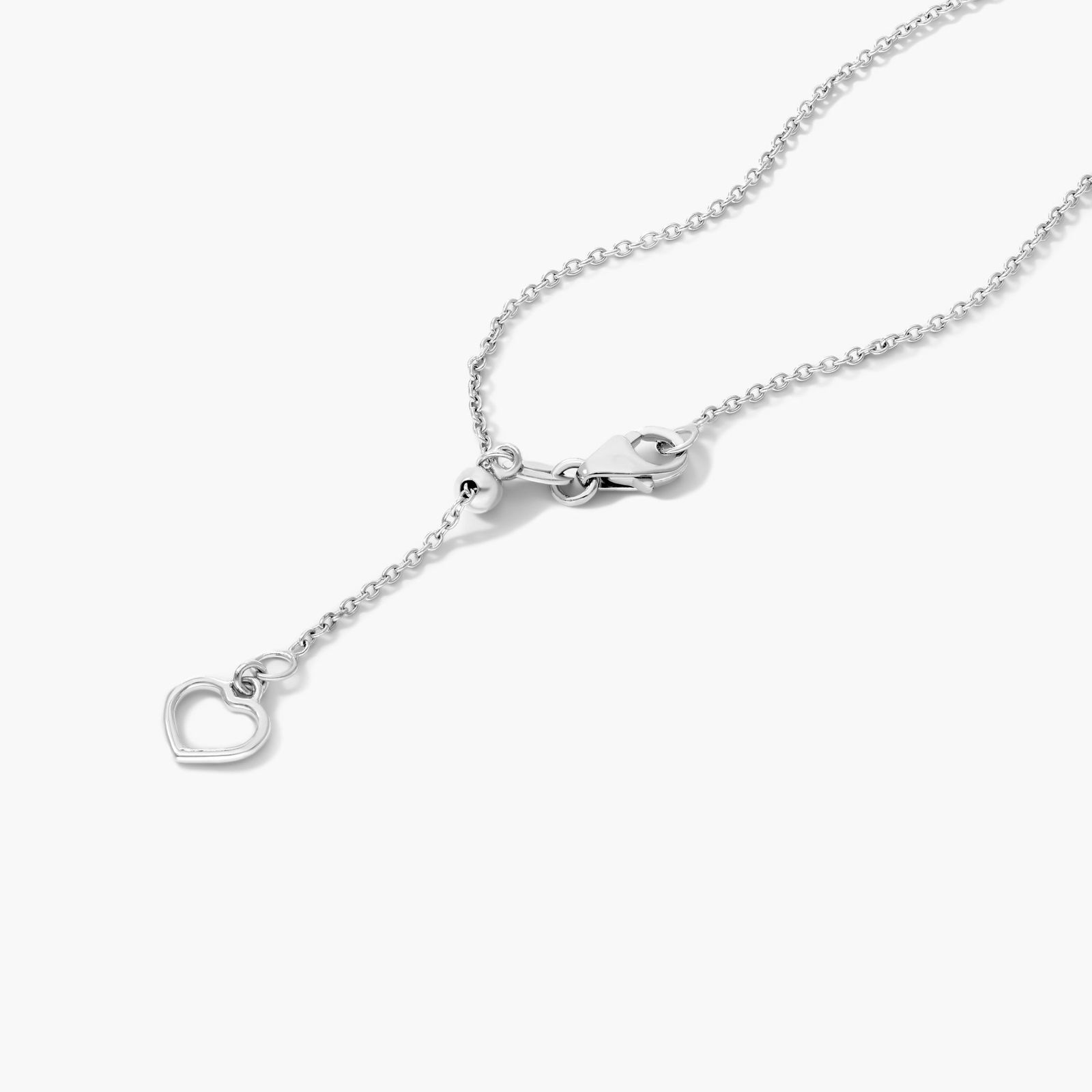 14K White Gold Heart Alternating Sapphire and Diamond Necklace