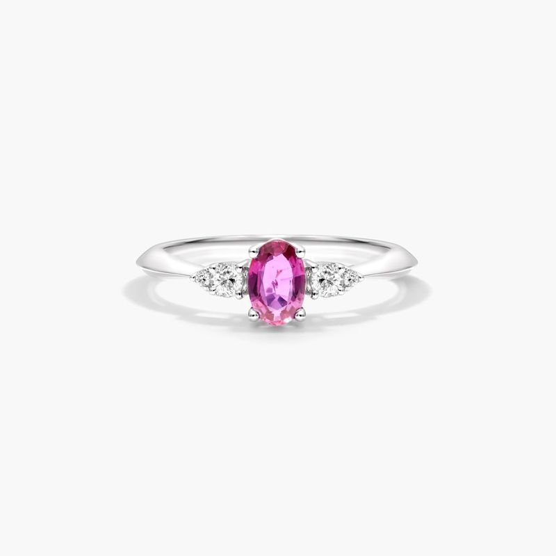 Ruby And Diamond Ring In 14K White Gold