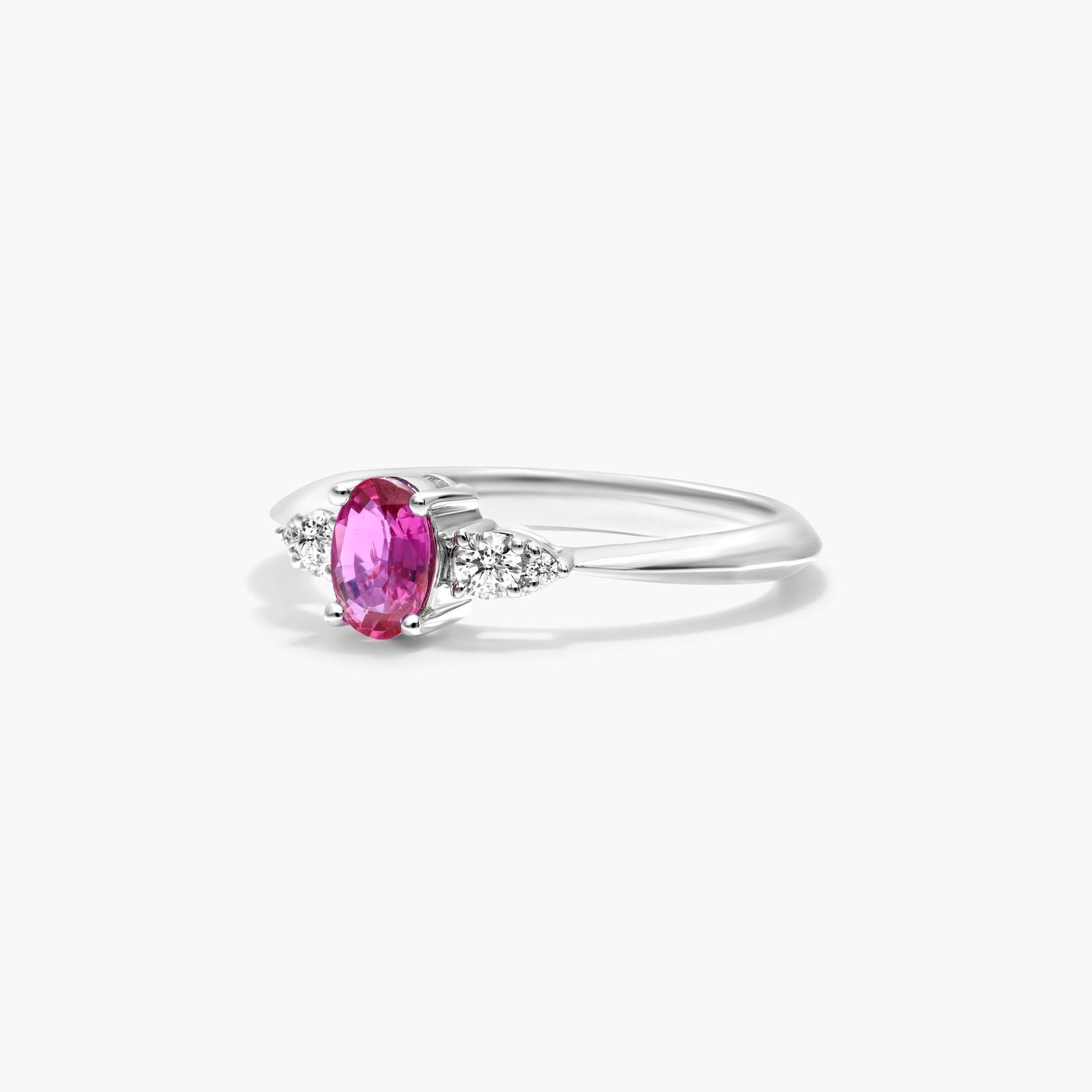 Ruby And Diamond Ring In 14K White Gold
