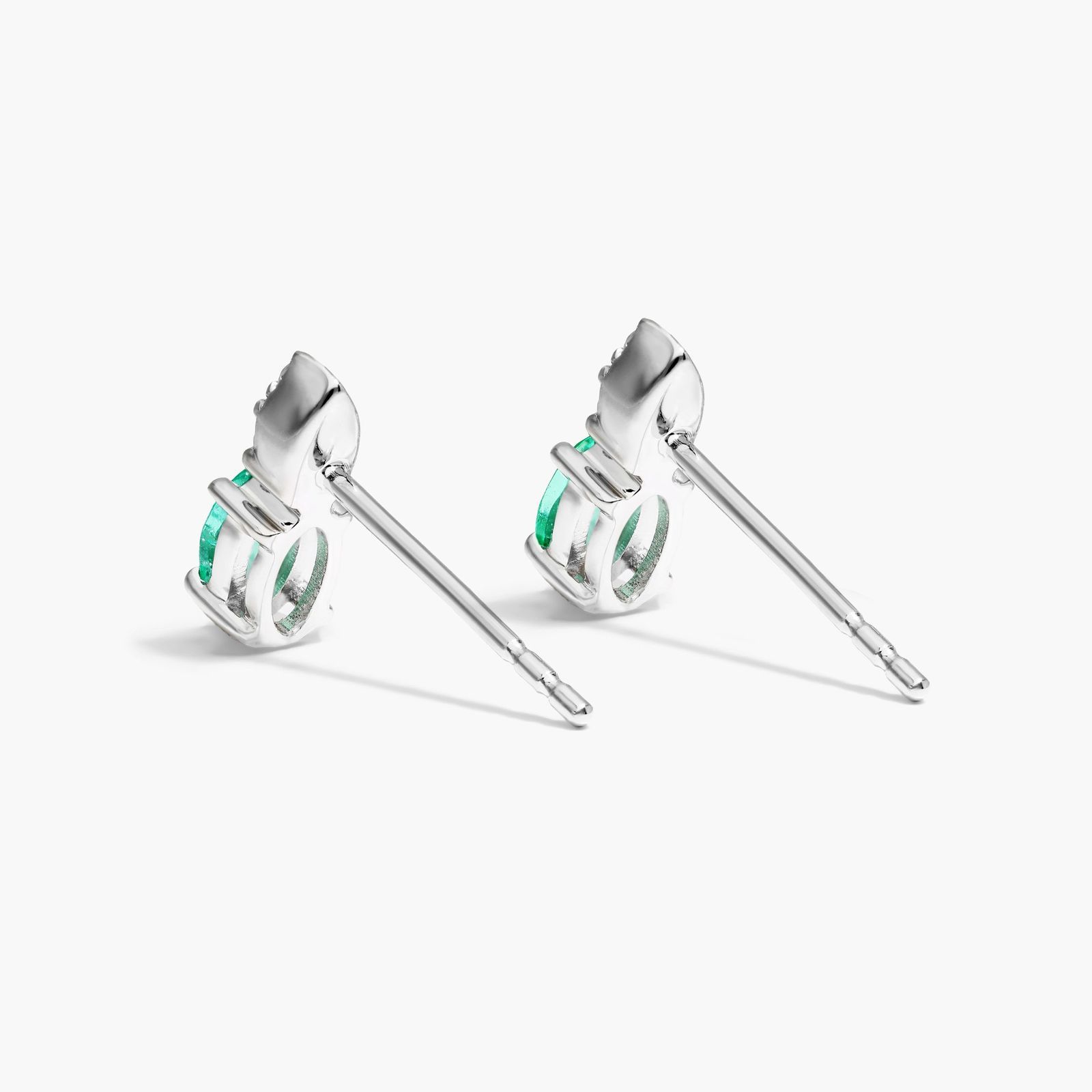 14K White Gold Emerald and Diamond Earring