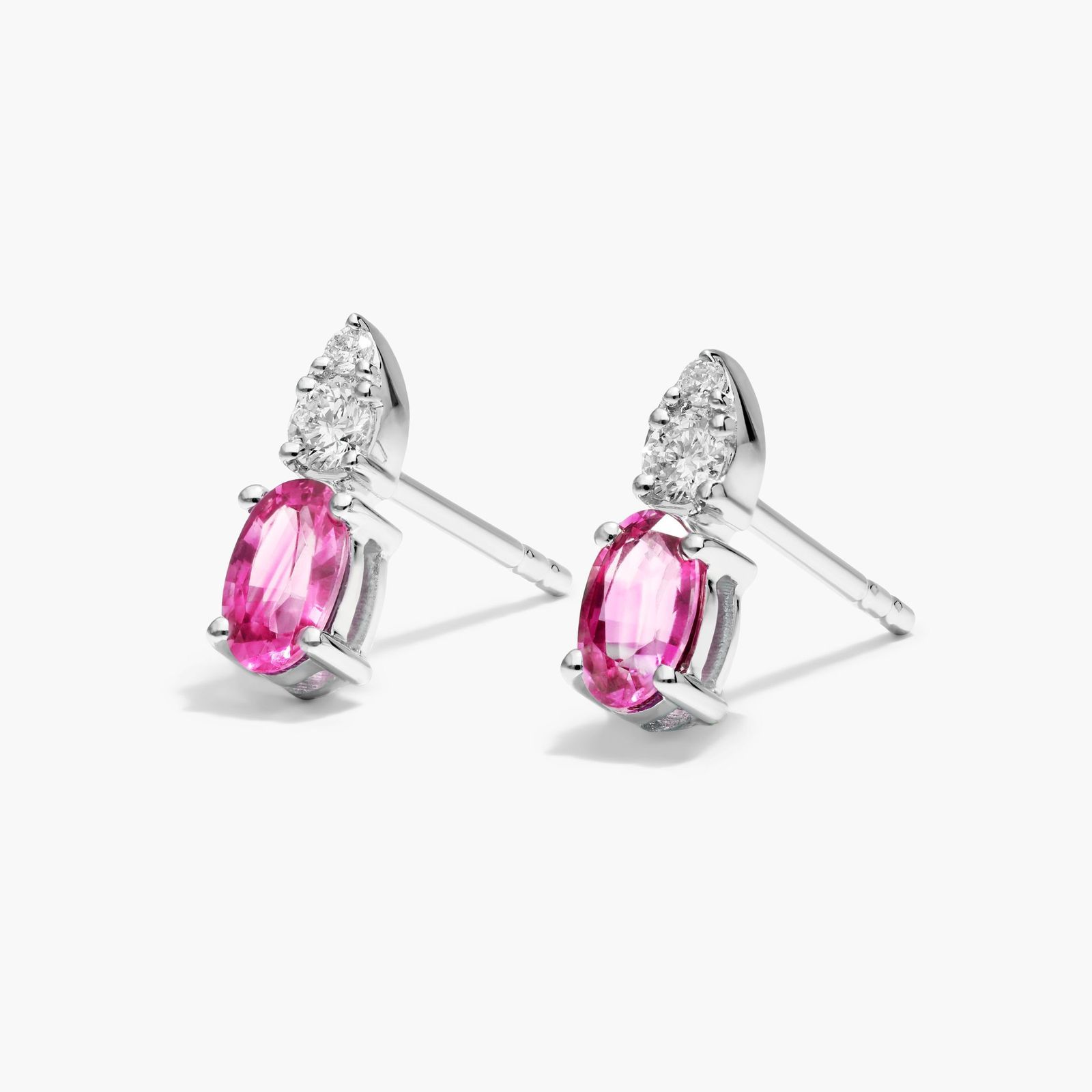 Ruby And Diamond Earrings In 14K White Gold