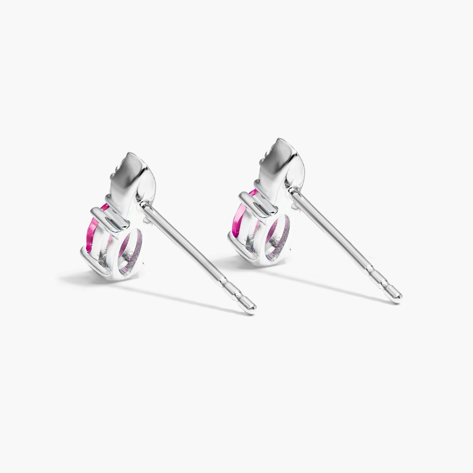 Ruby And Diamond Earrings In 14K White Gold