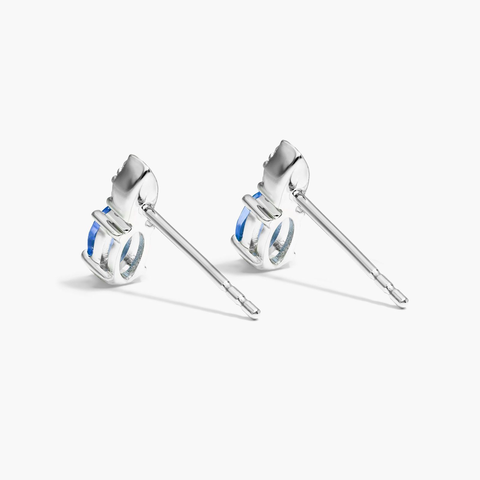 Blue Sapphire And Diamond Earrings In 14K White Gold