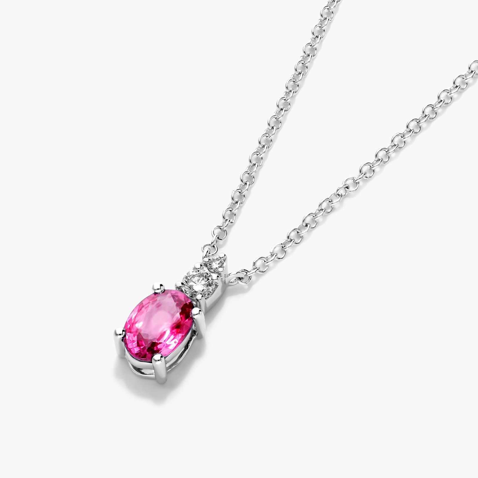 14K White Gold Ruby and Diamond Necklace