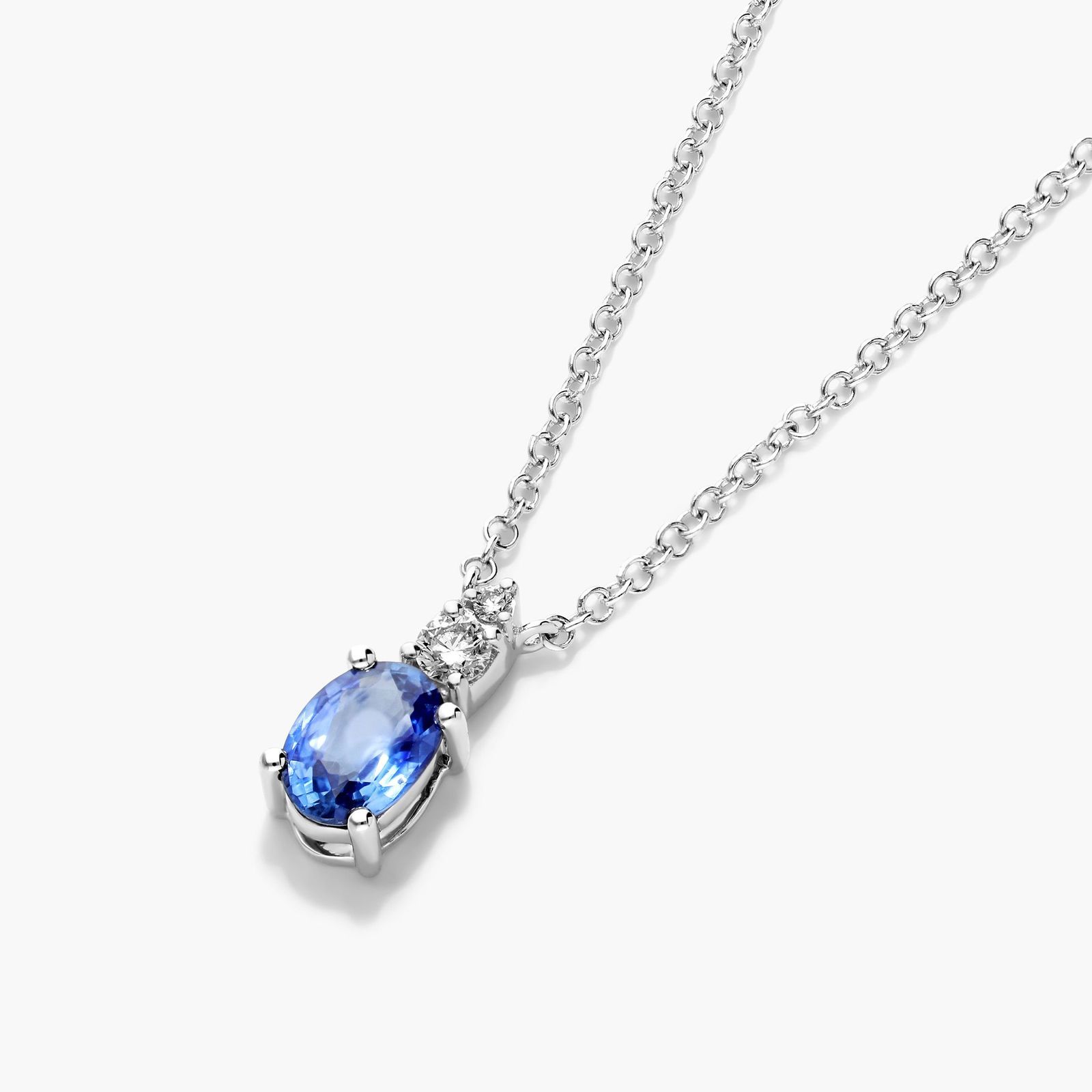 14K White Gold Sapphire and Diamond Necklace