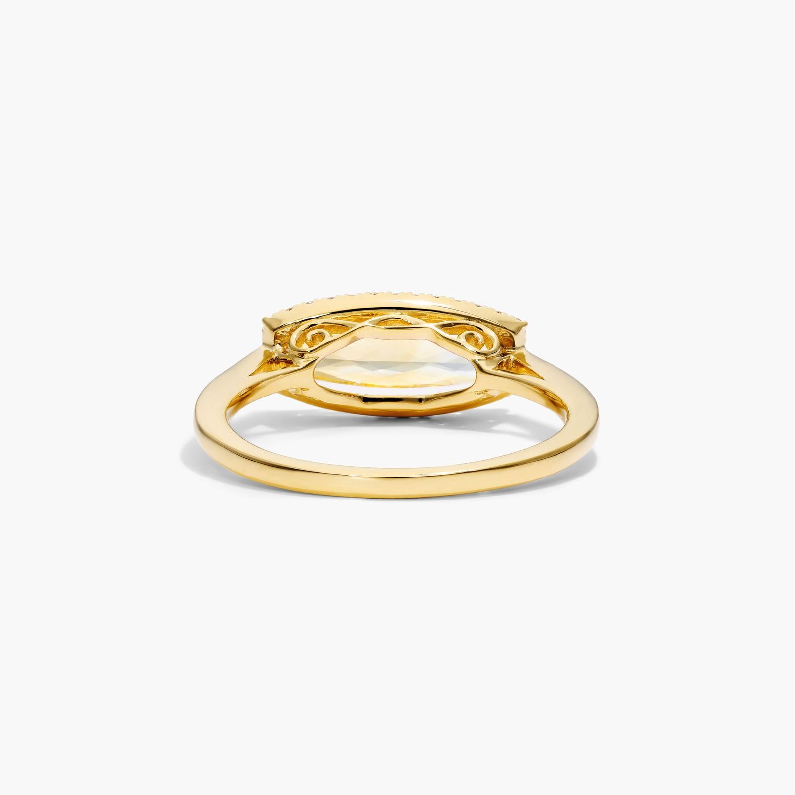 14K Yellow Gold Elongated Citrine Halo Ring by Brevani
