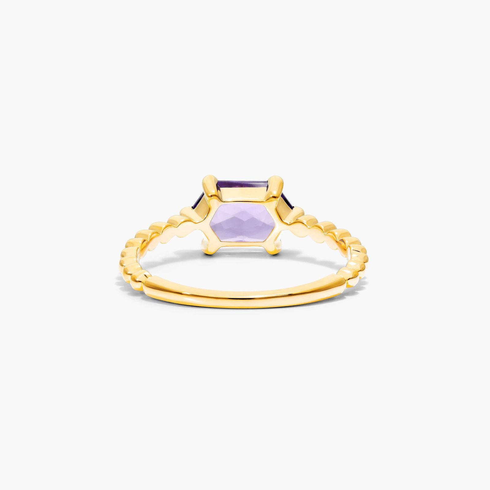 14K Yellow Gold Amethyst Hexagon Ring