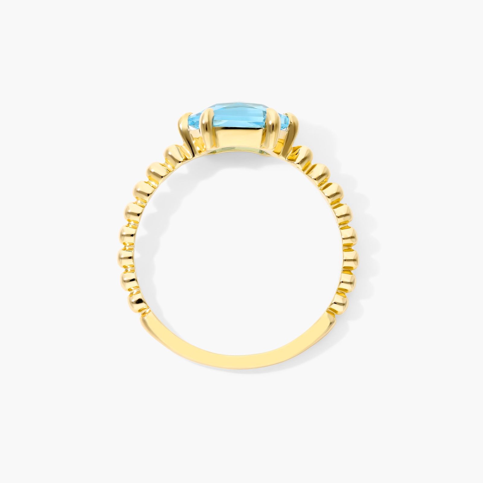 Blue Topaz Hexagon Ring In 14K Yellow Gold