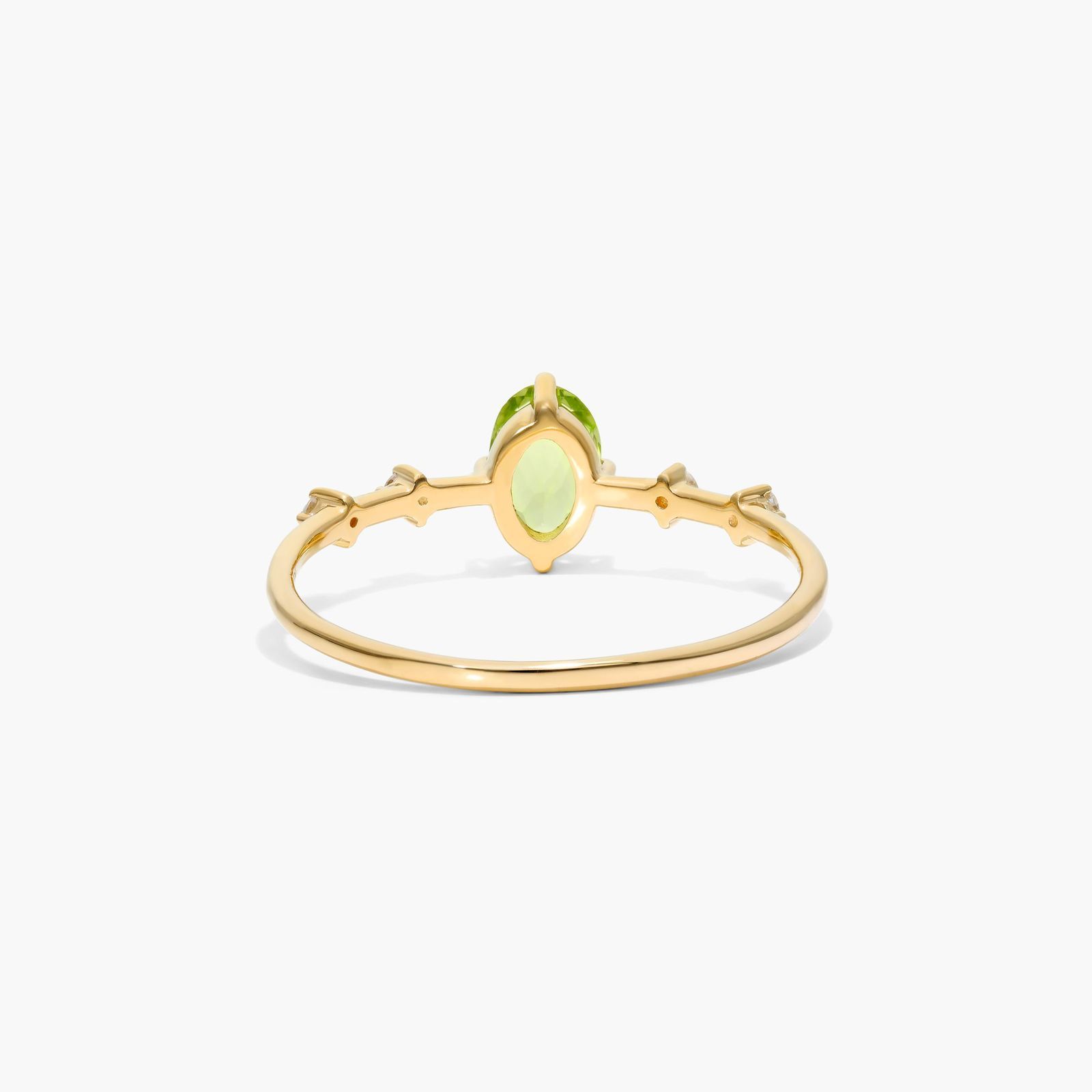 Oval Peridot And Diamond Birthstone Ring In 14K Yellow Gold