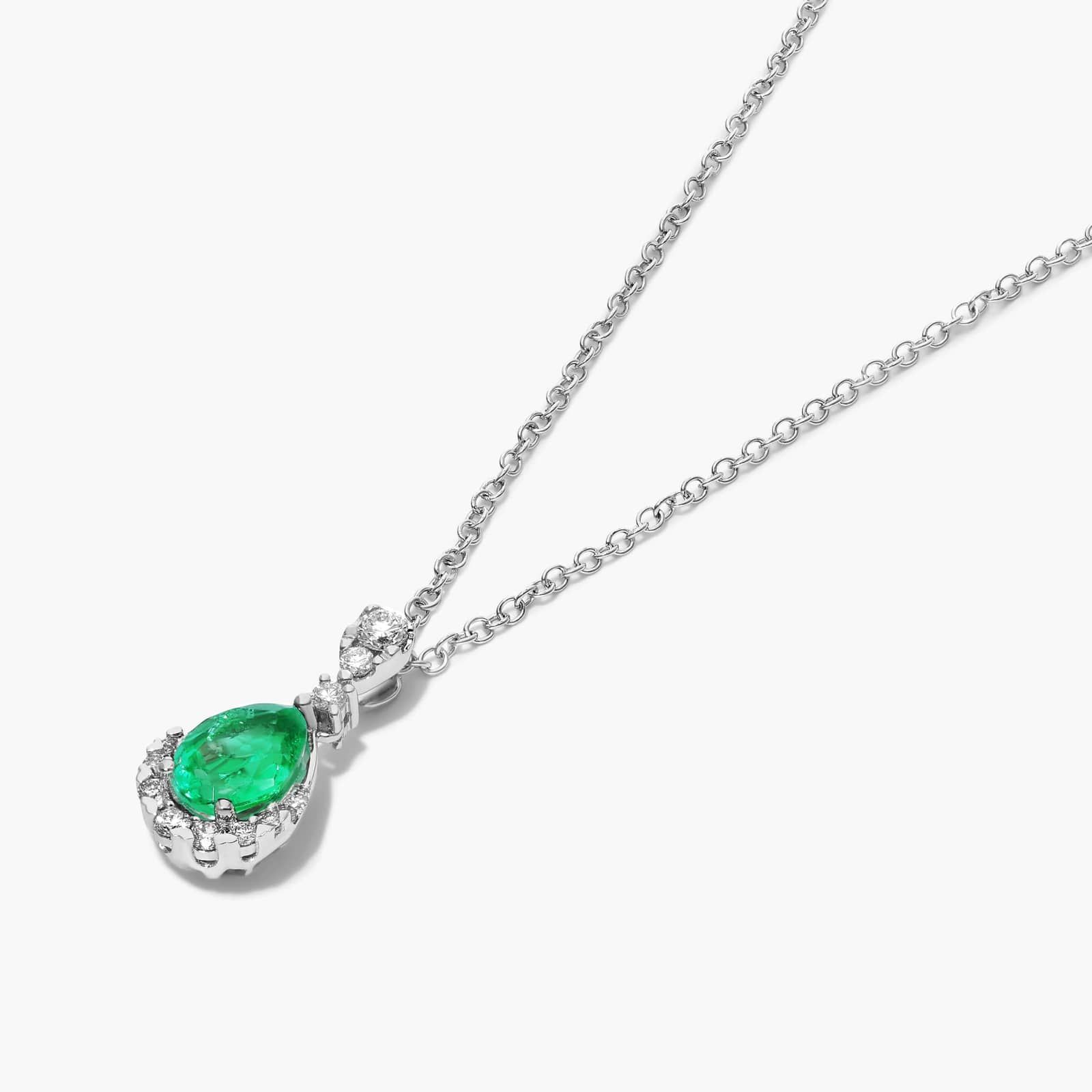 14K White Gold Regal Drop Emerald Necklace