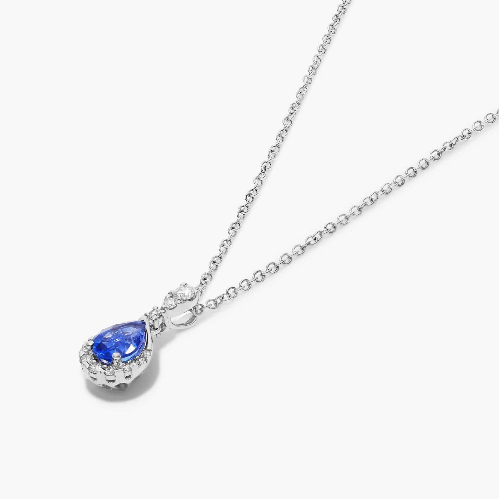 14K White Gold Regal Drop Sapphire Necklace