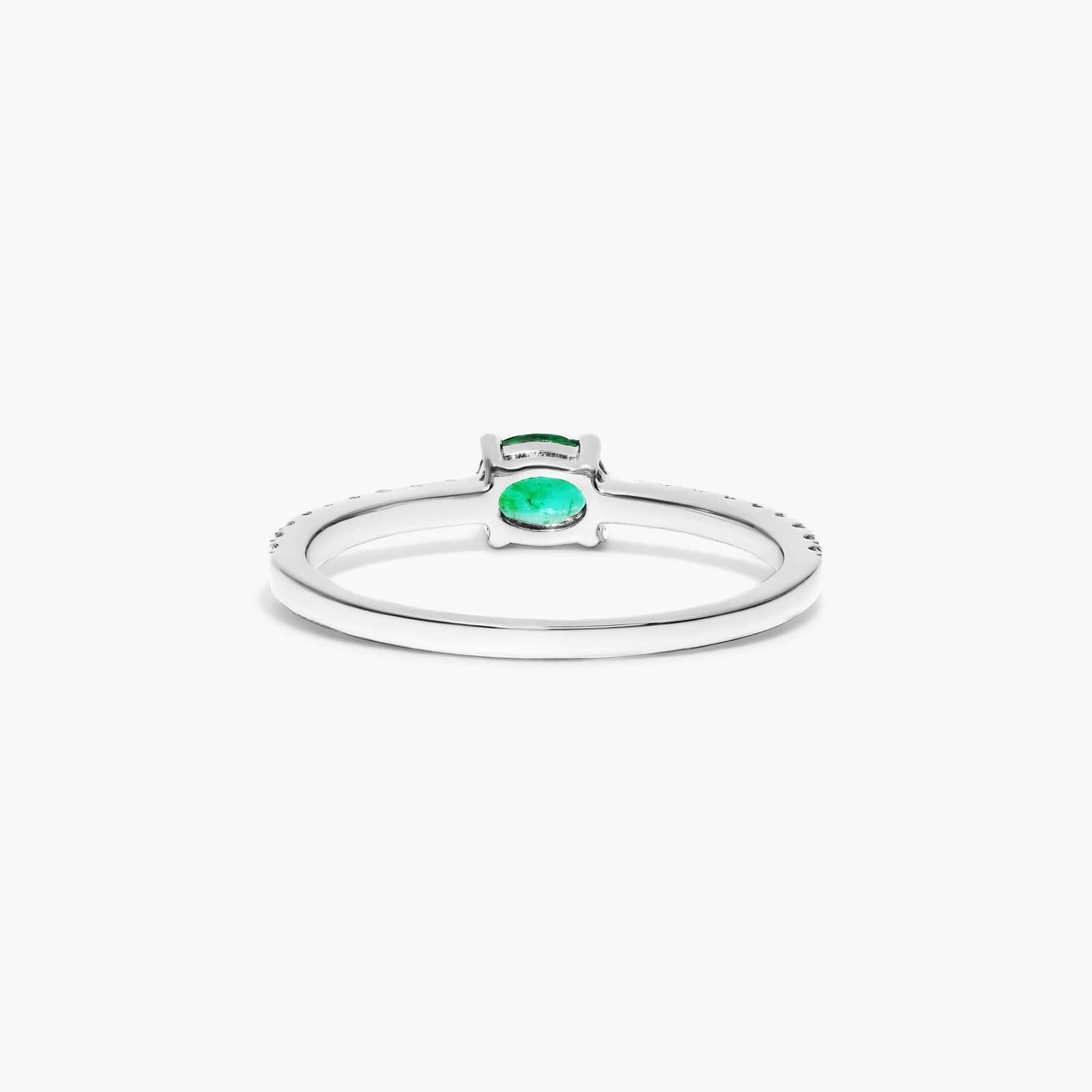 Diamond And Emerald Ring In 14K White Gold