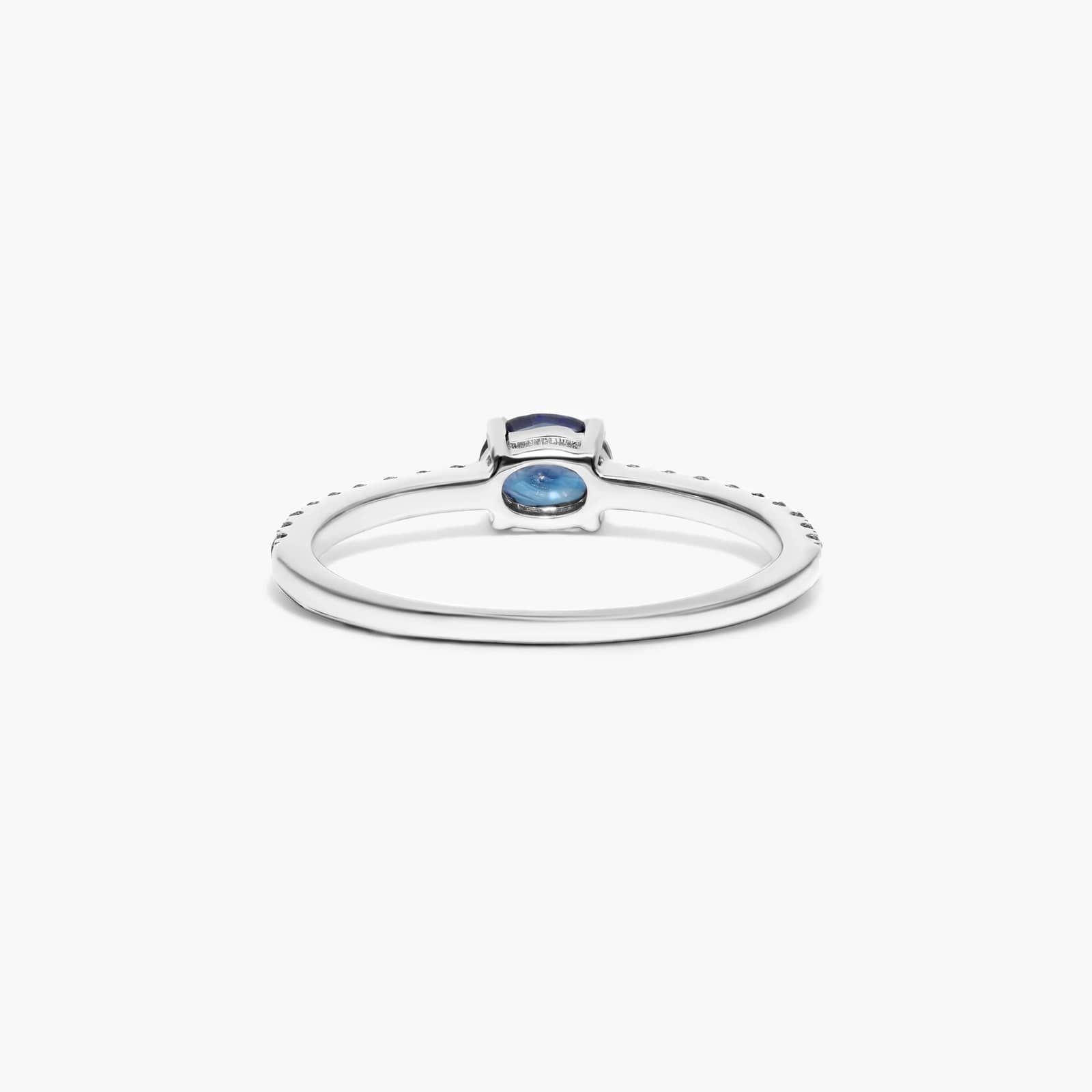 Diamond And Sapphire Ring In 14K White Gold