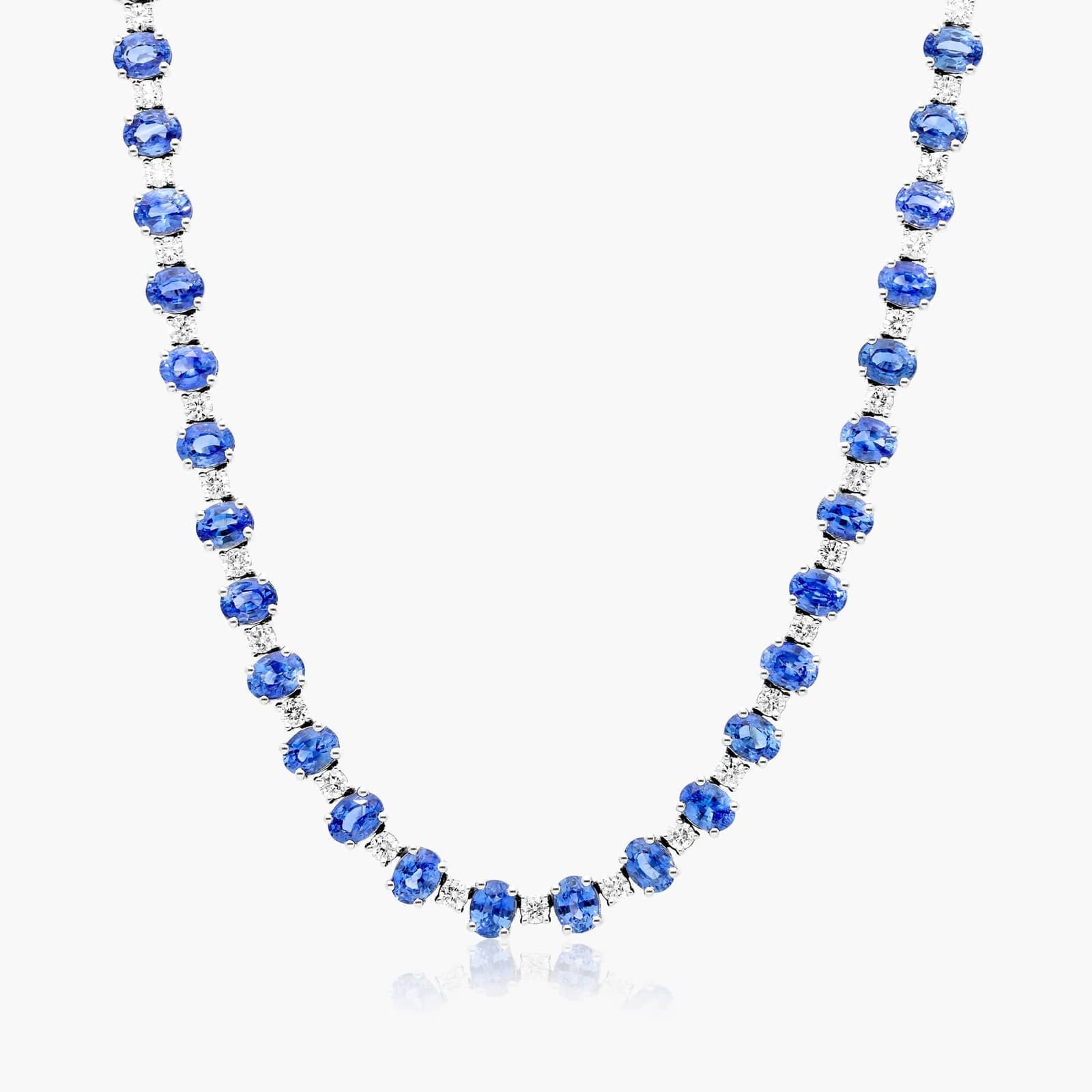 Arorra 18k White Gold Filled Lab-Created Blue Sapphire & Swarovski Crystal Tennis Necklace – 16-19"