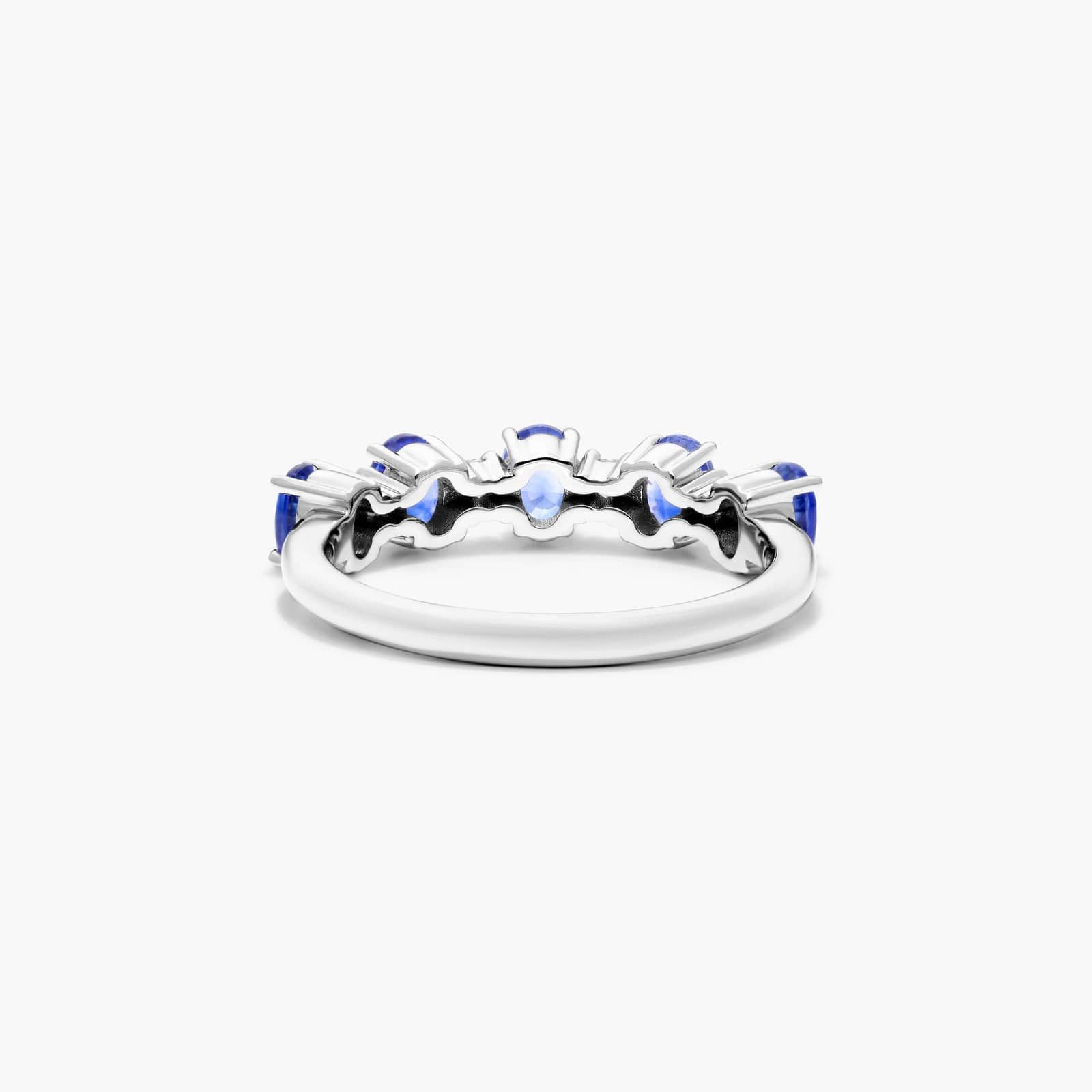Oval Blue Sapphire And Diamond Ring In 14K White Gold