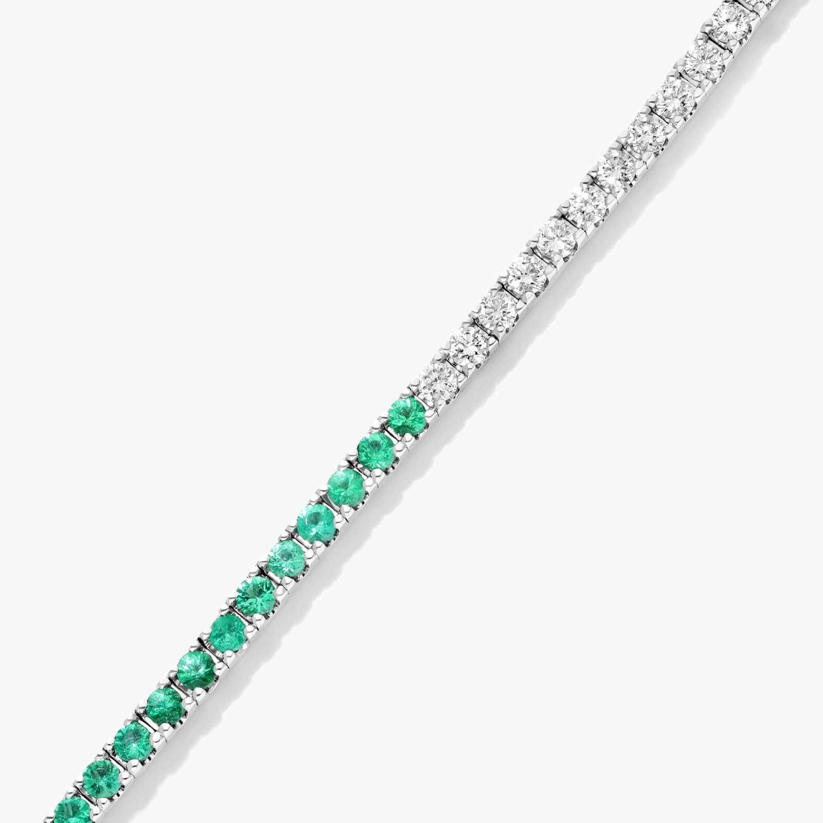 Half And Half Emerald And Diamond Tennis Bracelet In 14K White Gold