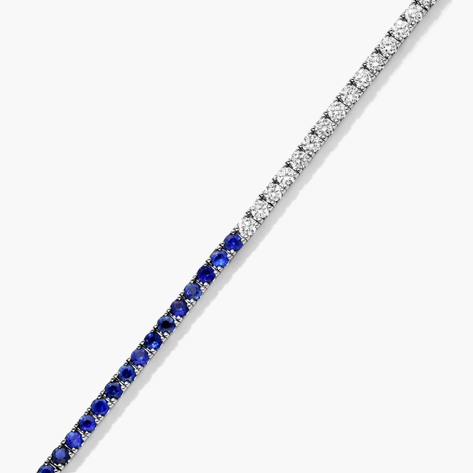 Half And Half Sapphire And Diamond Tennis Bracelet In 14K White Gold