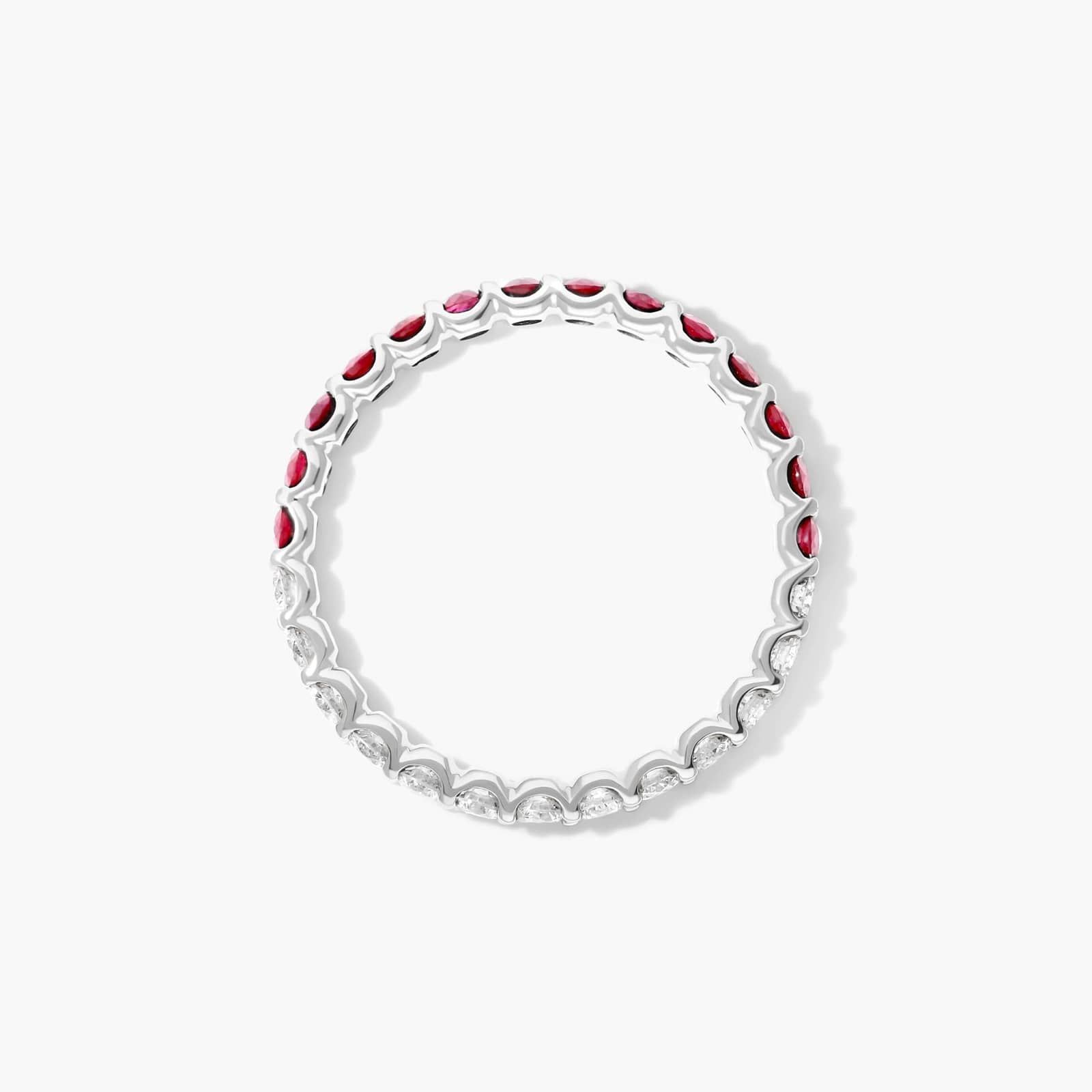 Half And Half Ruby And Diamond Eternity Ring In 14K White Gold