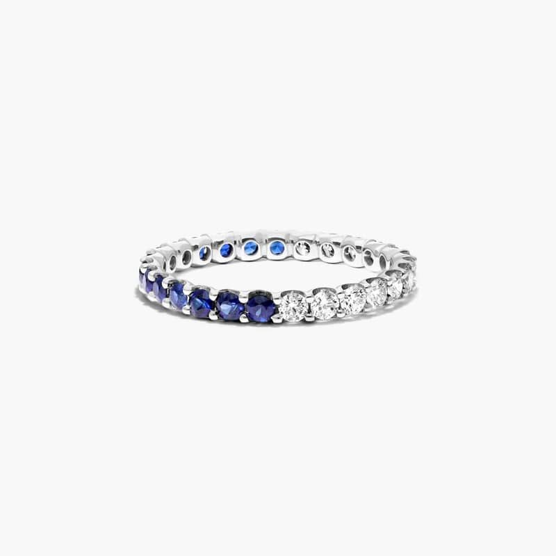 Half And Half Sapphire And Diamond Eternity Ring In 14K White Gold