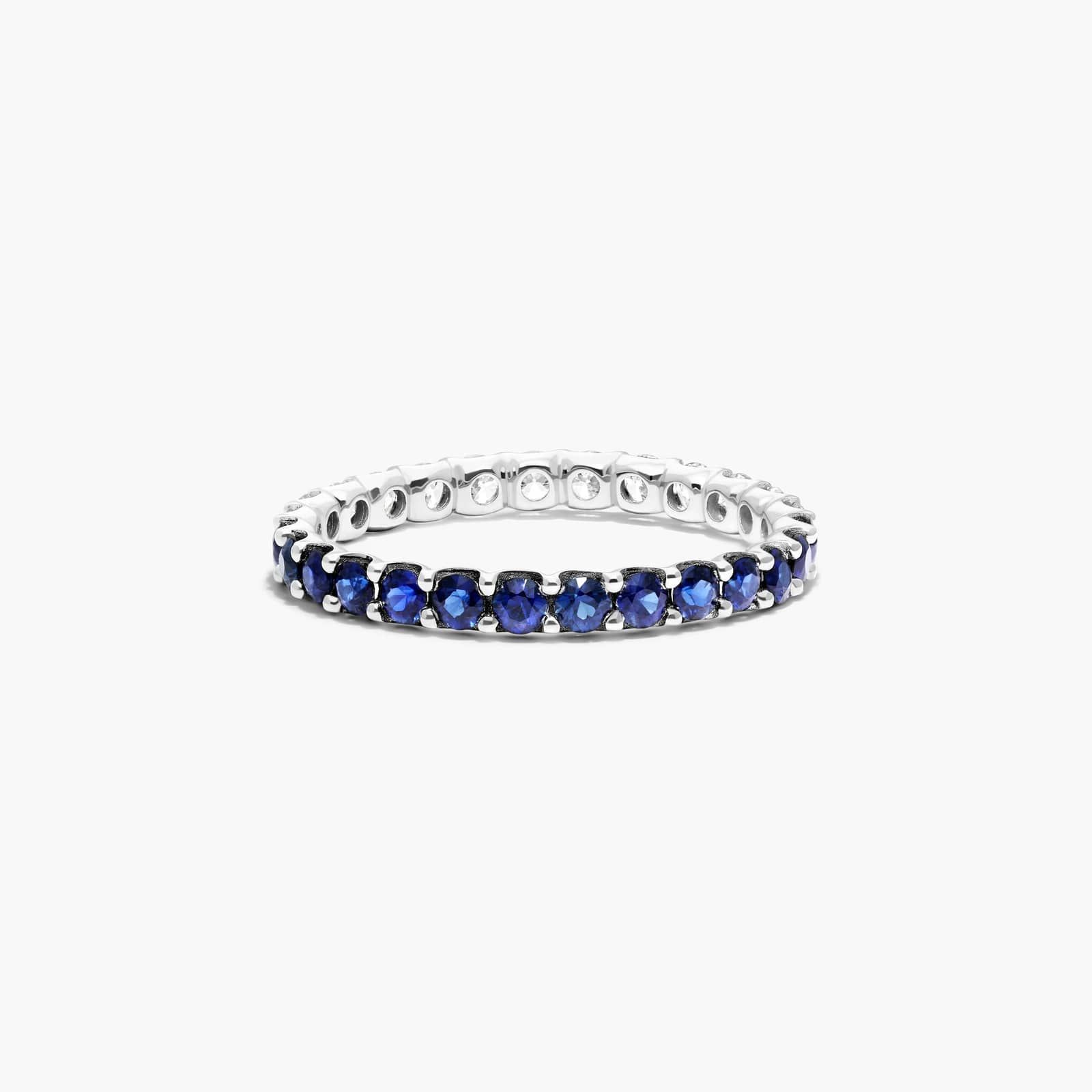 Half And Half Sapphire And Diamond Eternity Ring In 14K White Gold