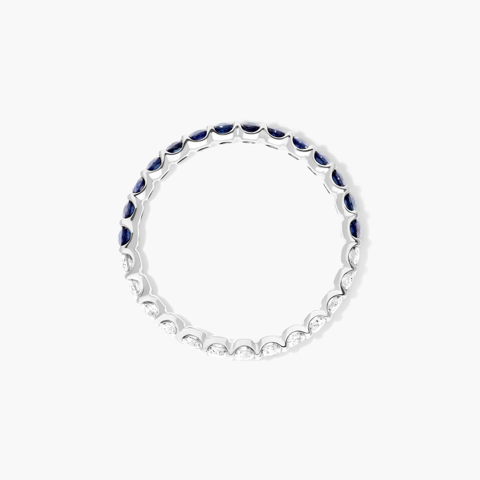 Half And Half Sapphire And Diamond Eternity Ring In 14K White Gold