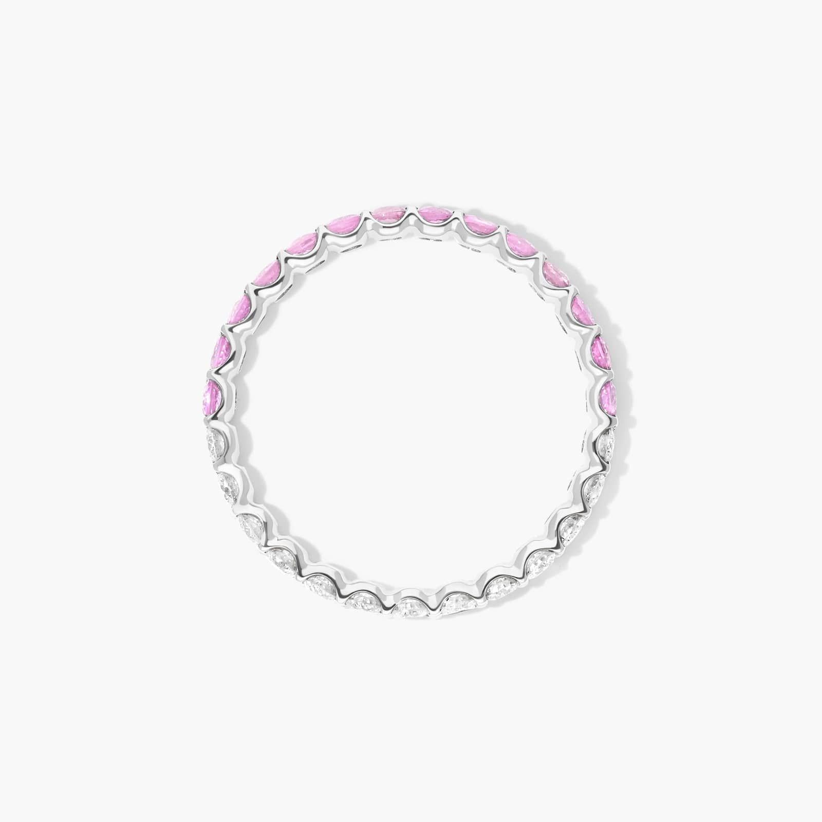 Half And Half Pink Sapphire And Diamond Eternity Ring In 14K White Gold