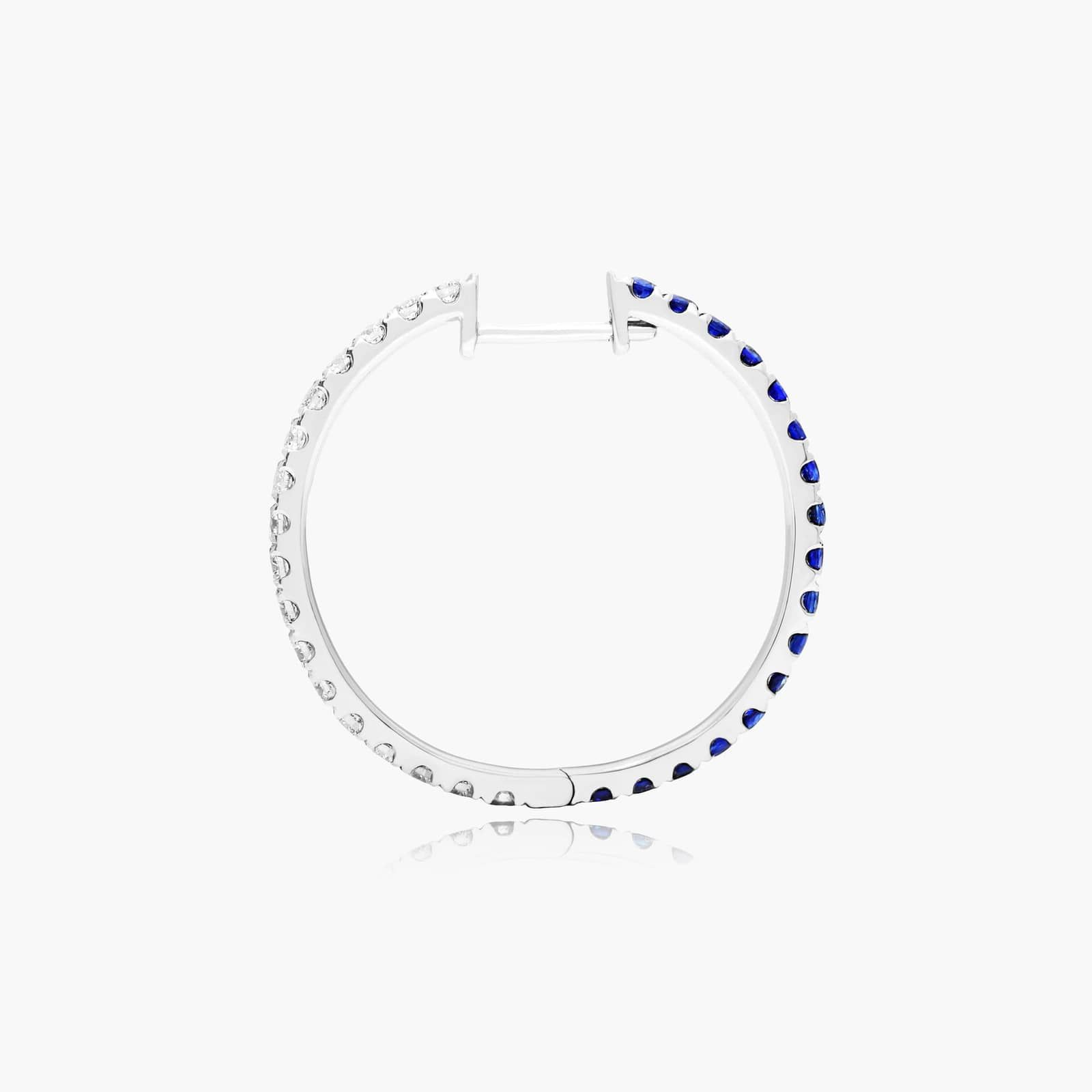 Half And Half Sapphire And Diamond Hoop Earrings In 14K White Gold