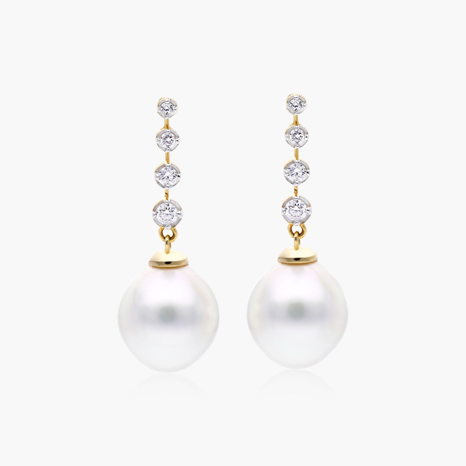 Cultured Pearls Drop Pearl And Diamond Earrings Cultured South Sea
