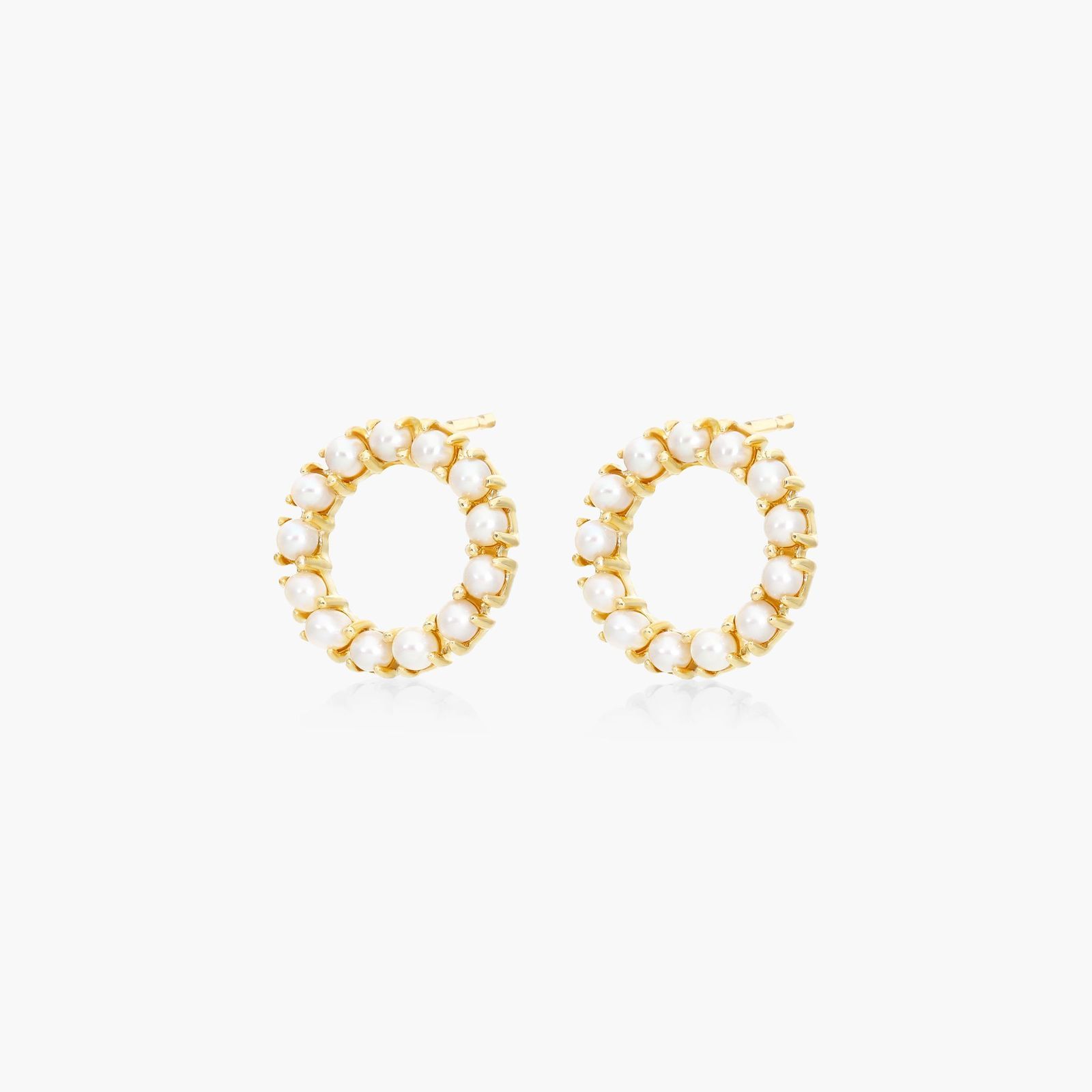 Cultured Freshwater Seed Pearl Open Circle Earrings In 14K Yellow Gold (2.0mm)