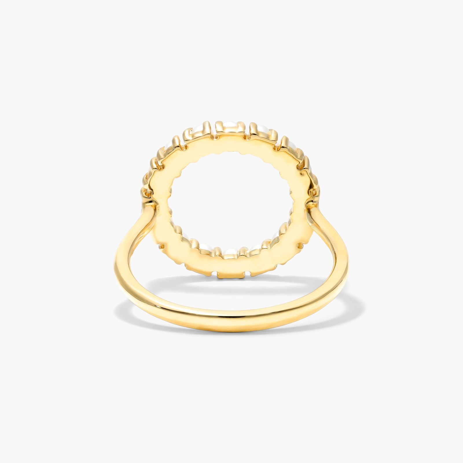 Freshwater Cultured Seed Pearl Open Circle Ring In 14K Yellow Gold (2.0mm)