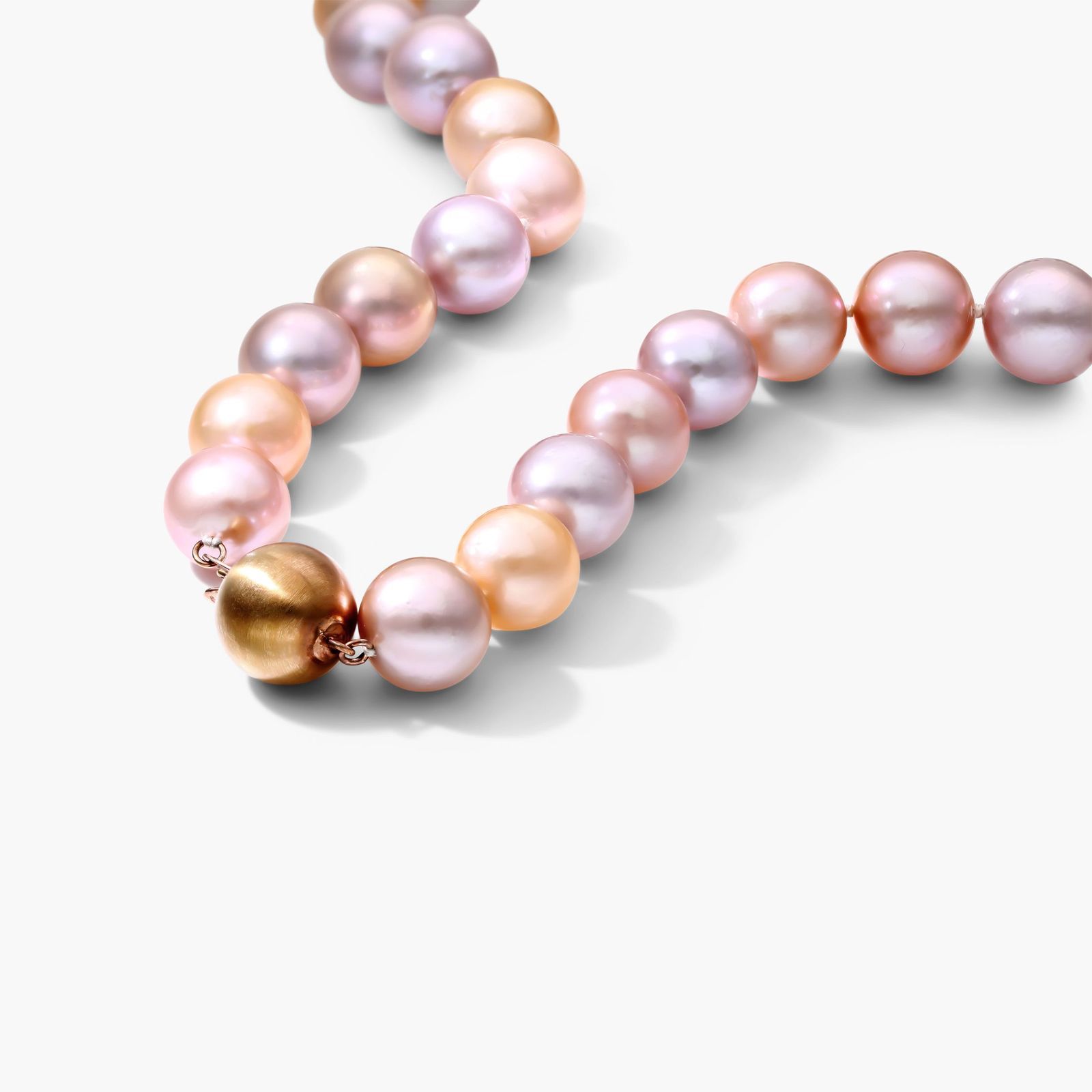 14K Rose Gold Multicolor Freshwater Cultured Windsor Pearl Necklace (11.0-14.0mm)