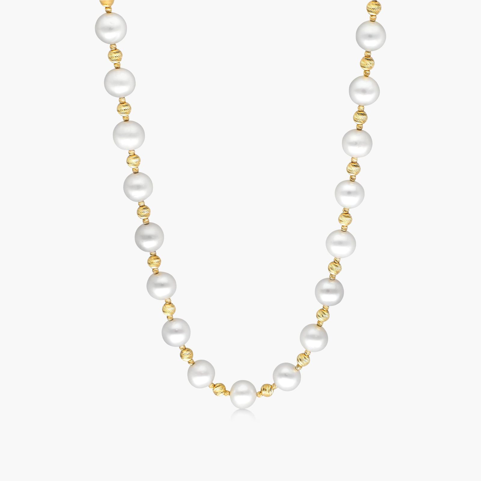 14K Yellow Gold Freshwater Cultured Pearl and Textured Bead