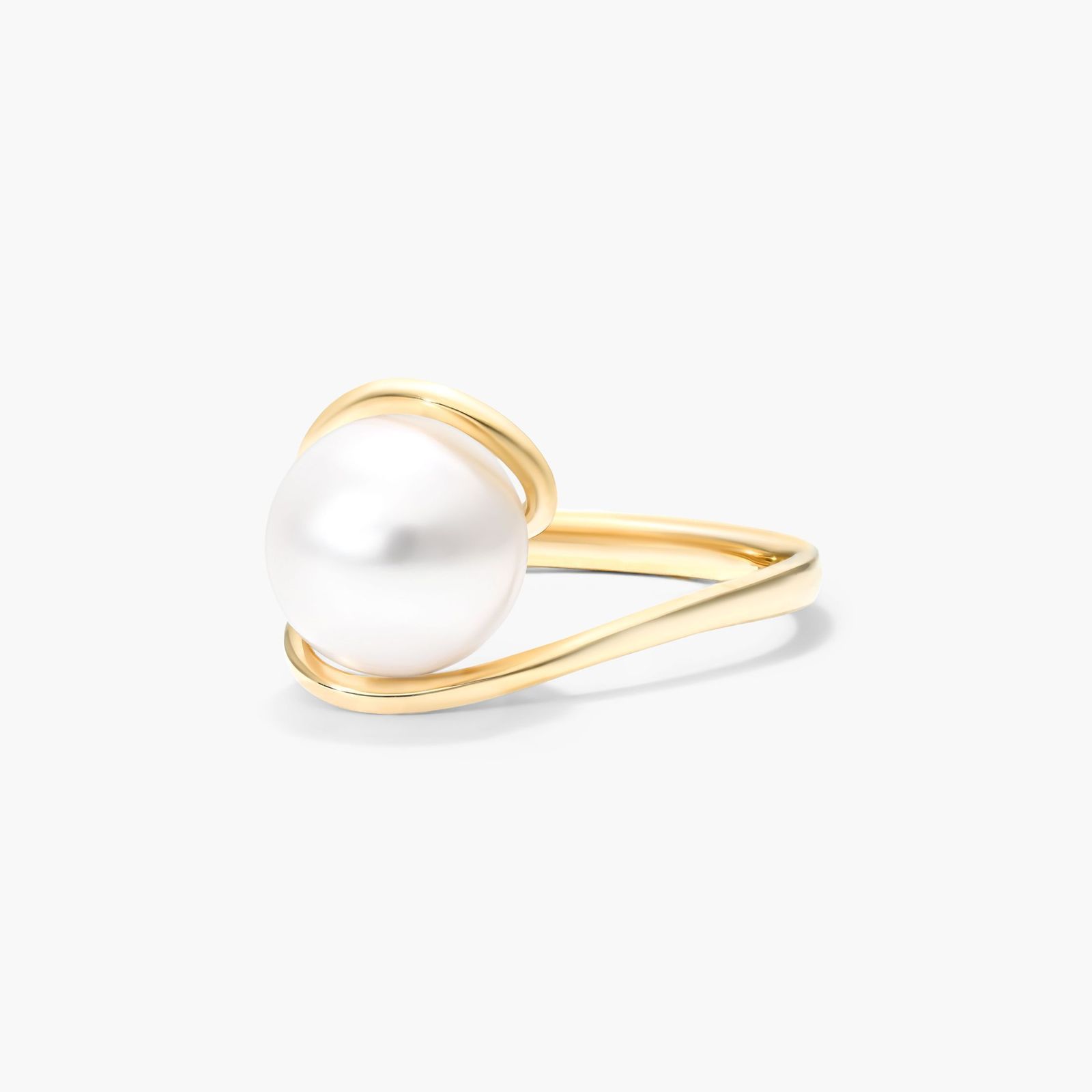 Freshwater Cultured Pearl Swirl Ring In 14K Yellow Gold (9.0-10.0mm)