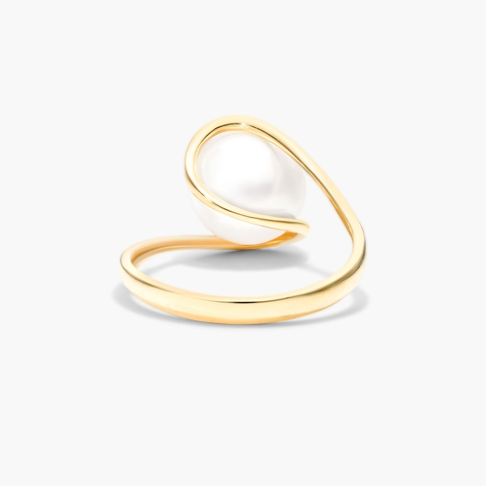 Freshwater Cultured Pearl Swirl Ring In 14K Yellow Gold (9.0-10.0mm)