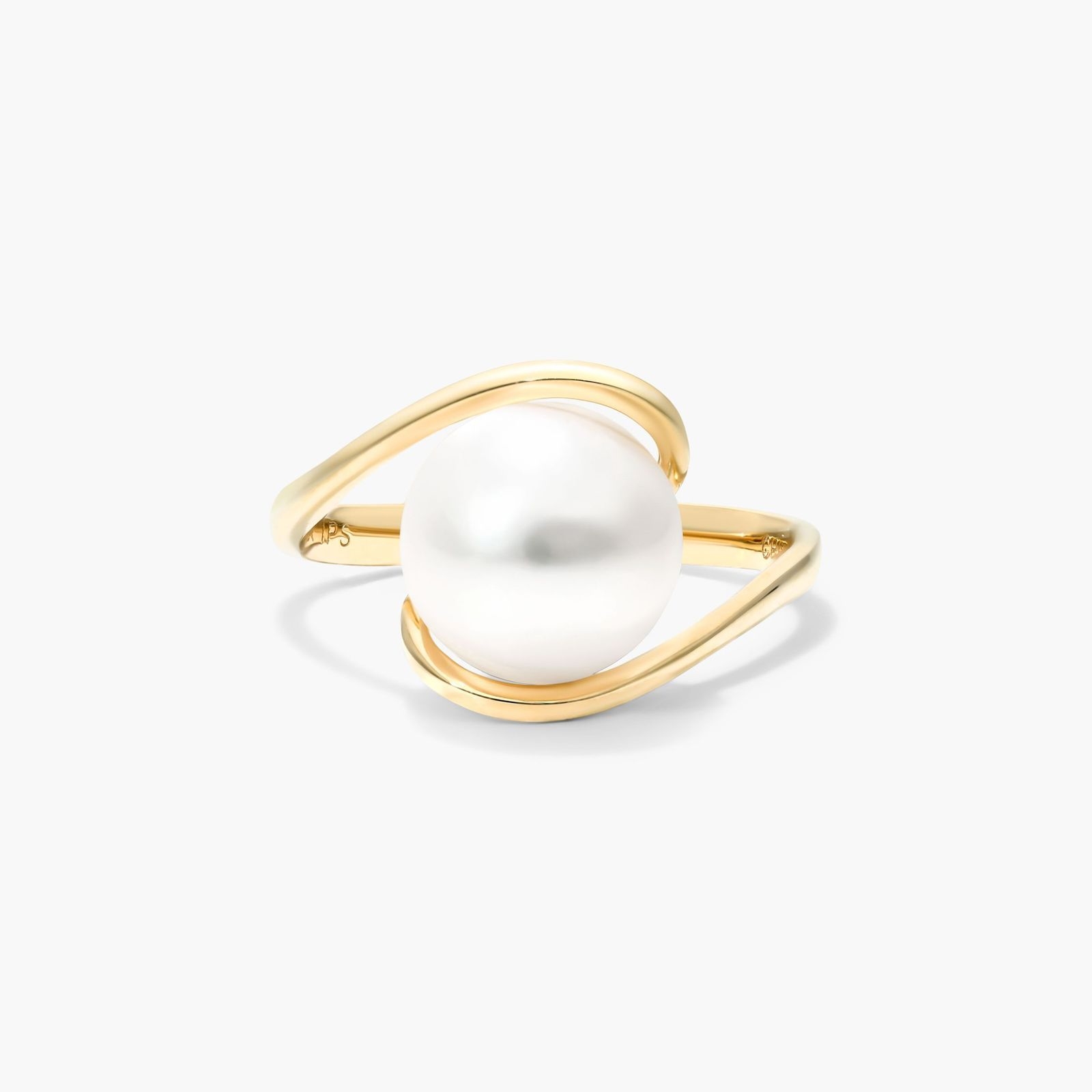 pearlish Spiral Pearl Gold Ring Freshwater Cultured Pearl Swirl 