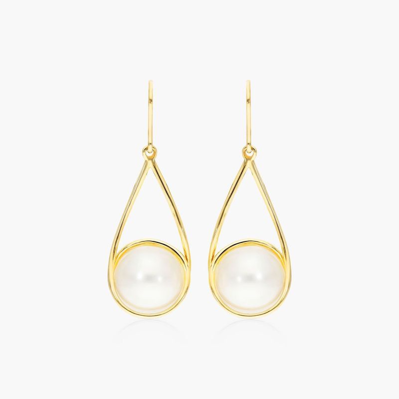 Cultured Freshwater Pearl Swirl Drop Earrings In 14K Yellow Gold (9.5-10.0mm)