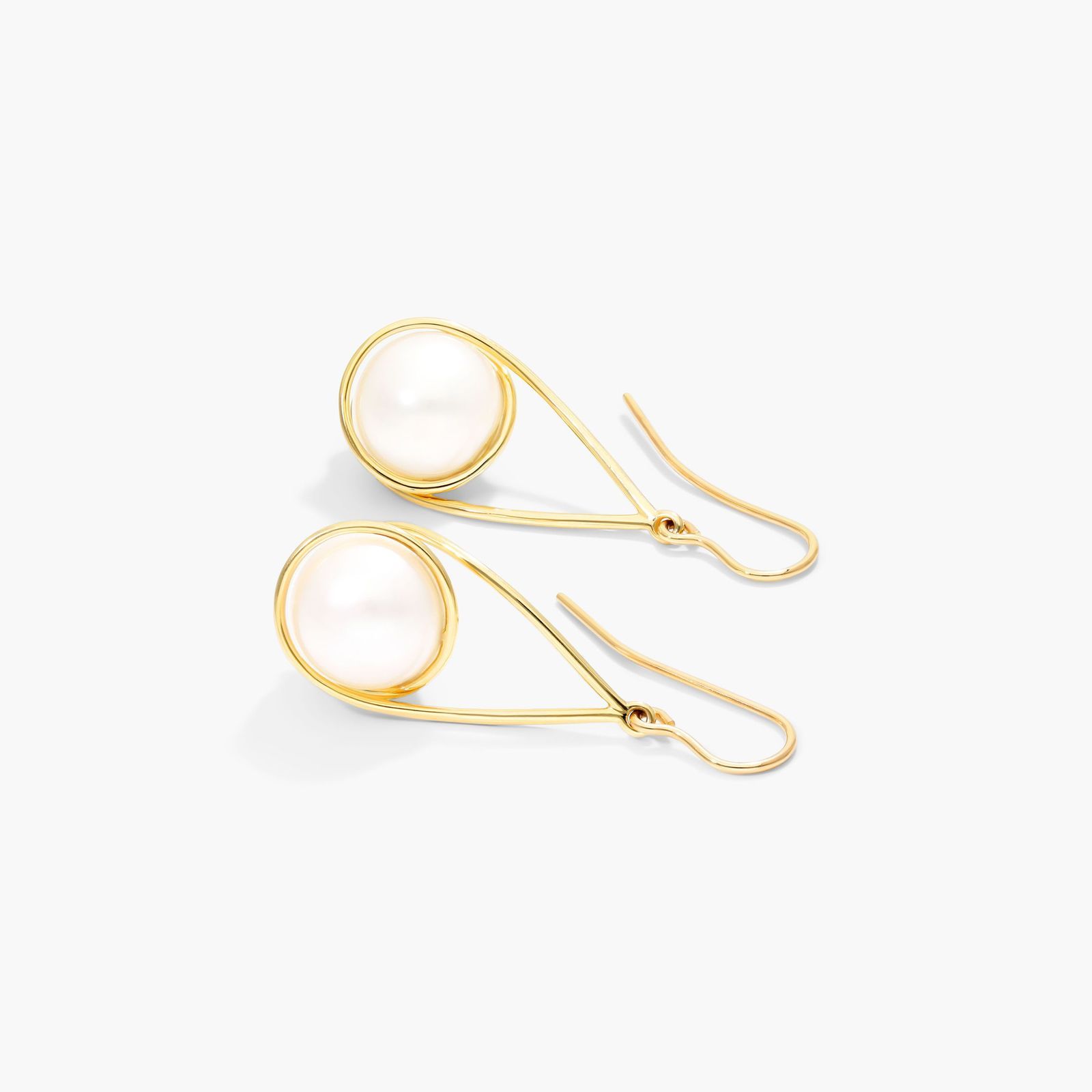 Cultured Freshwater Pearl Swirl Drop Earrings In 14K Yellow Gold (9.5-10.0mm)