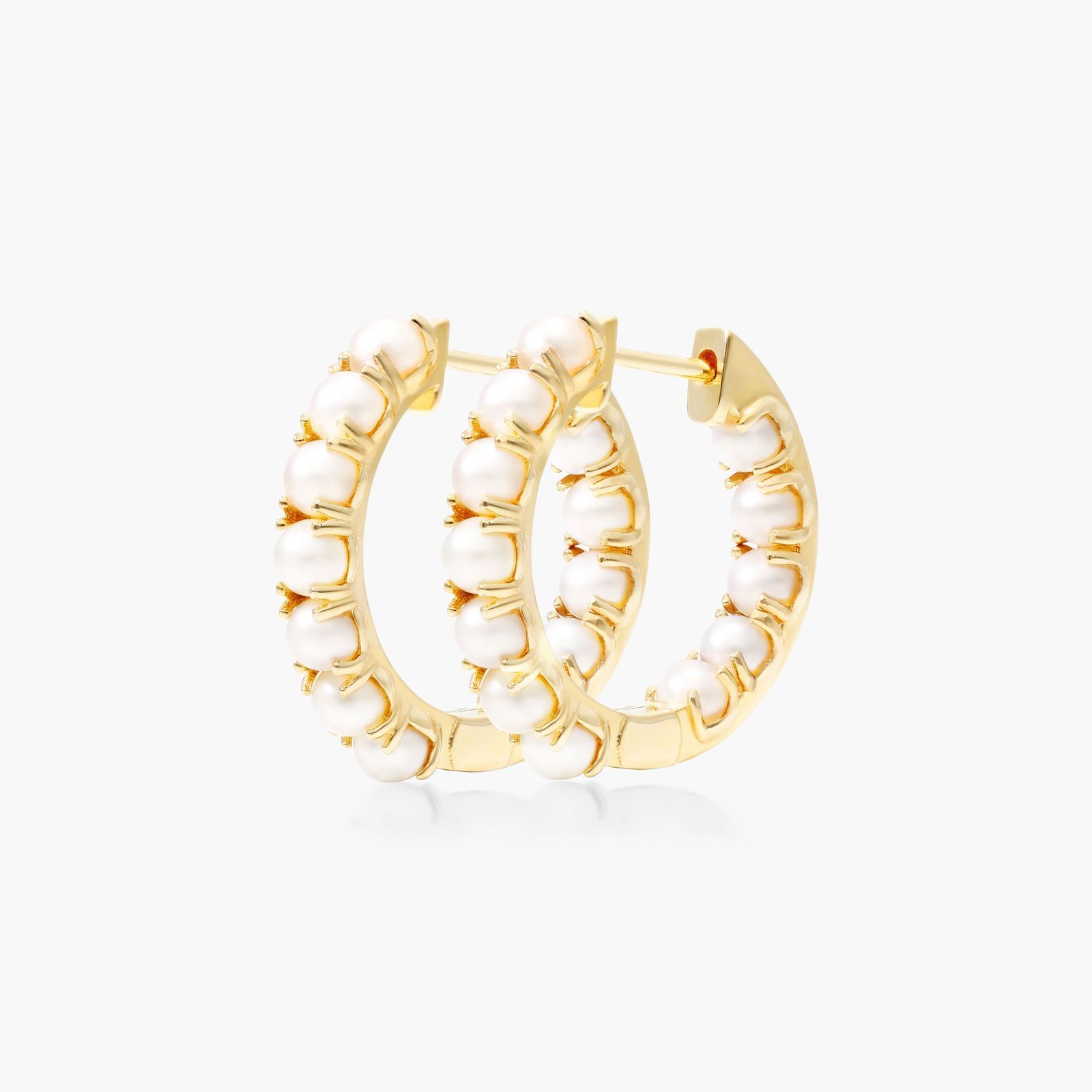 Cultured Freshwater Seed Pearl Hoop Earrings In 14K Yellow Gold (3.0mm)