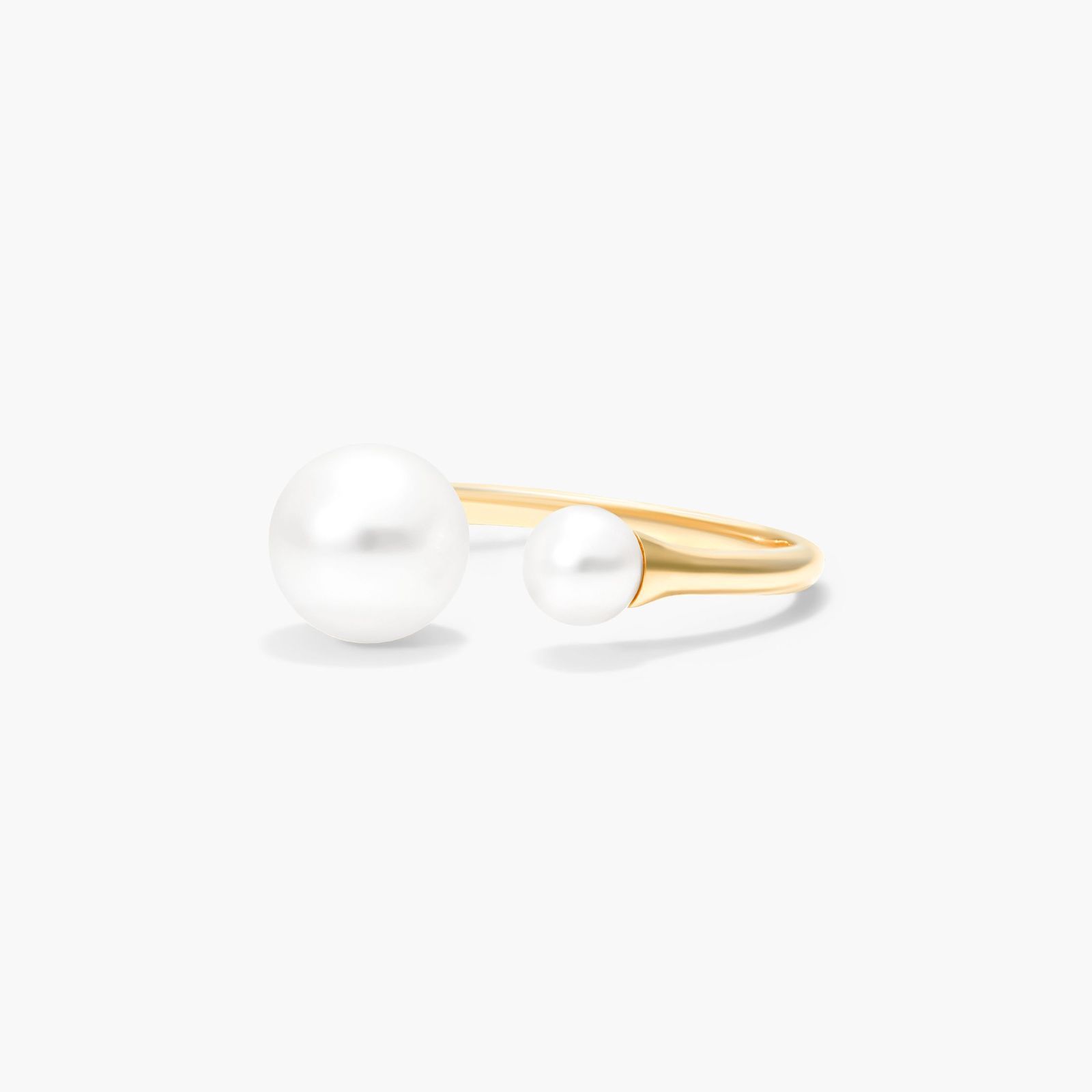 Open Double Freshwater Cultured Pearl Ring In 14K Yellow Gold (5.0-8.0mm)