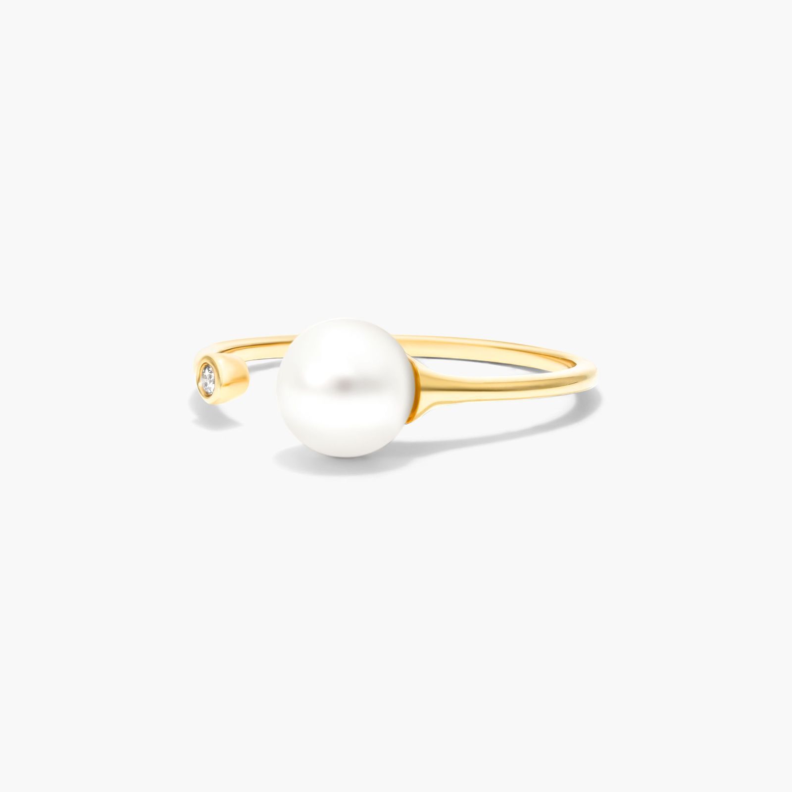 Petite Open Freshwater Cultured Pearl And Diamond Ring In 14K Yellow Gold (6.5-7.0mm)