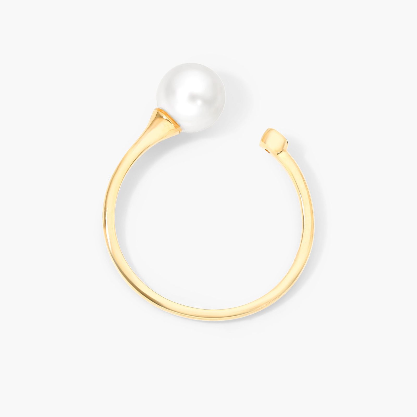 Petite Open Freshwater Cultured Pearl And Diamond Ring In 14K Yellow Gold (6.5-7.0mm)