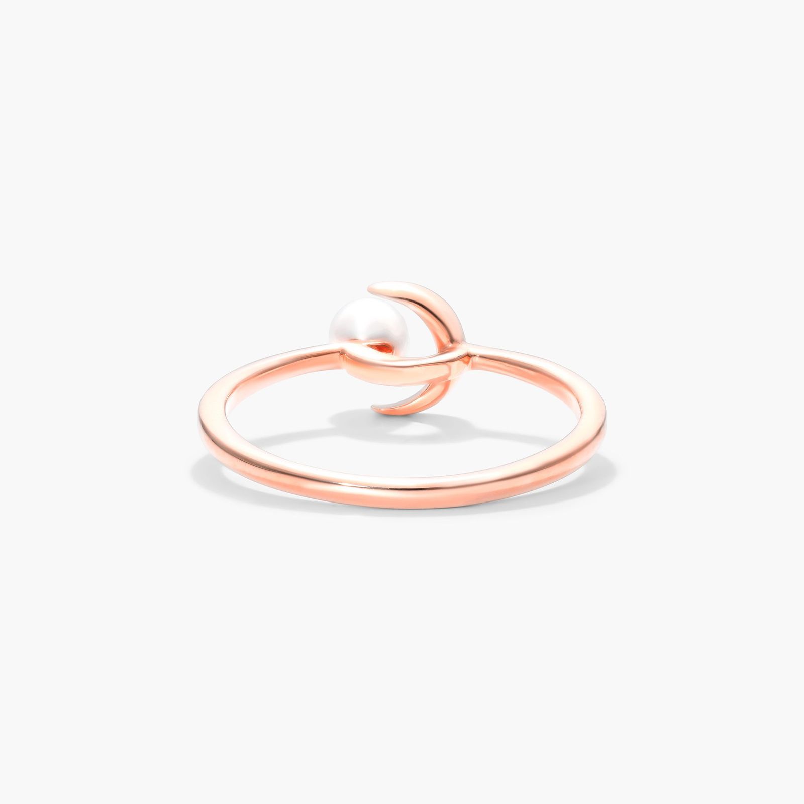Freshwater Pearl Crescent Ring In 14K Rose Gold
