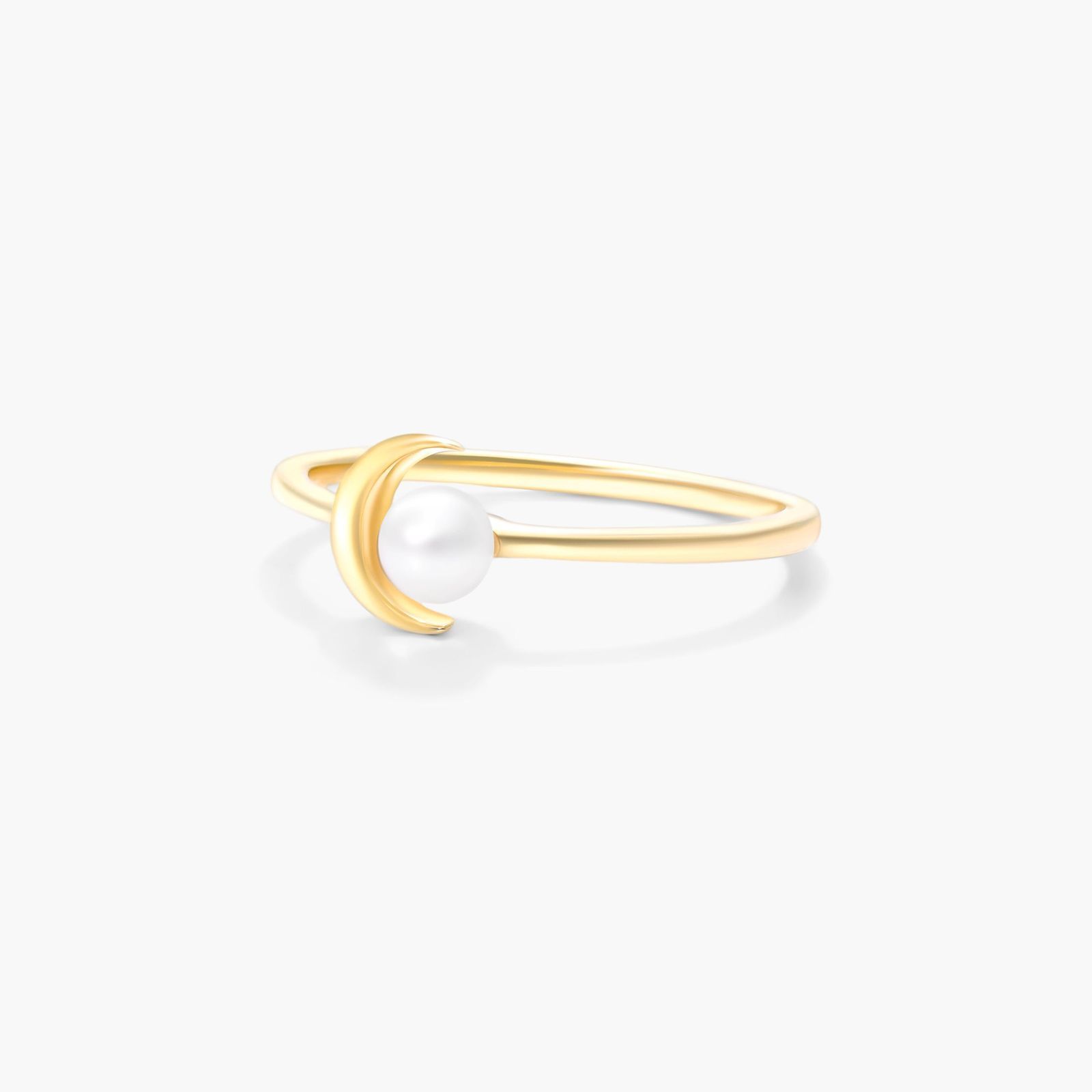 Freshwater Pearl Crescent Ring In 14K Yellow Gold