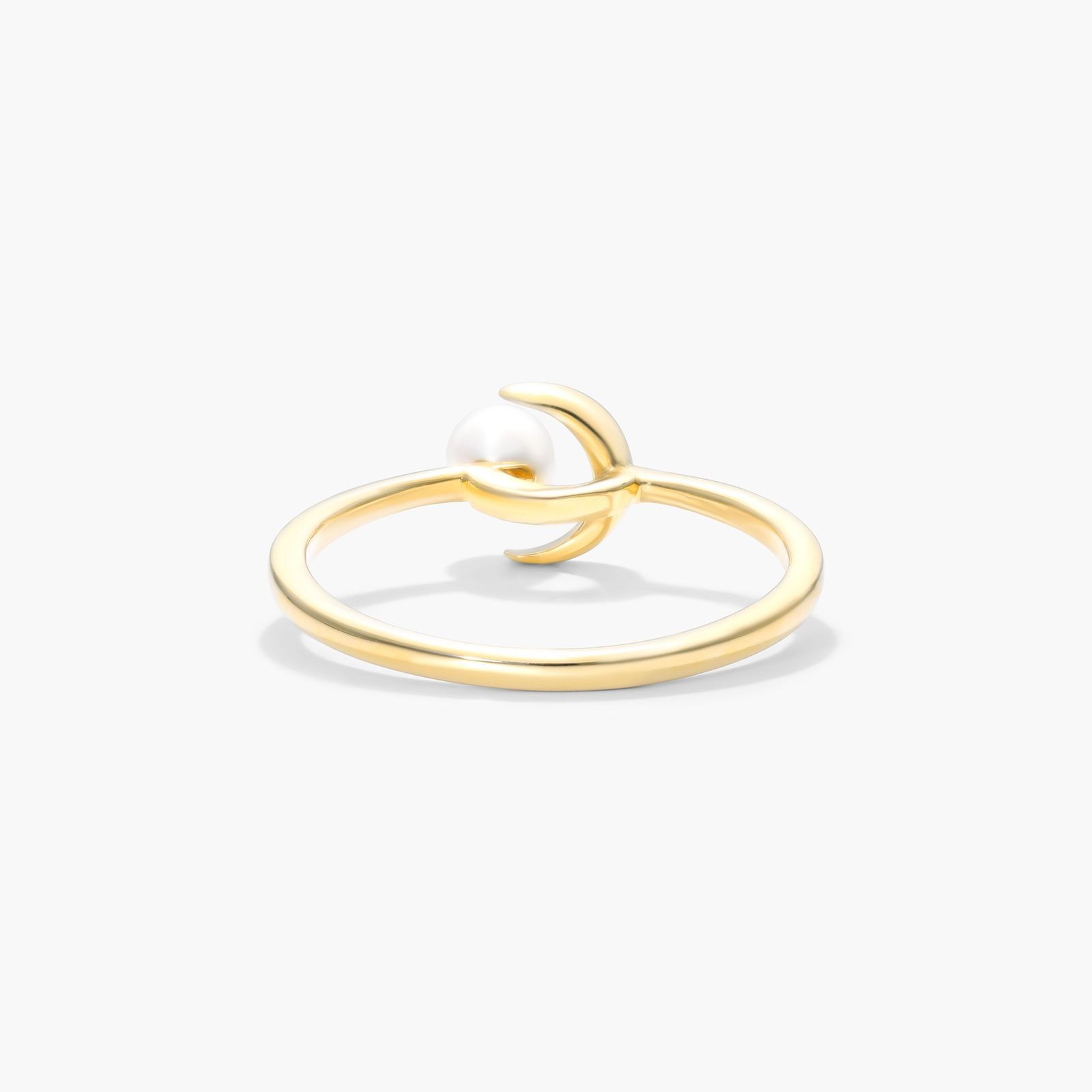 Freshwater Pearl Crescent Ring In 14K Yellow Gold