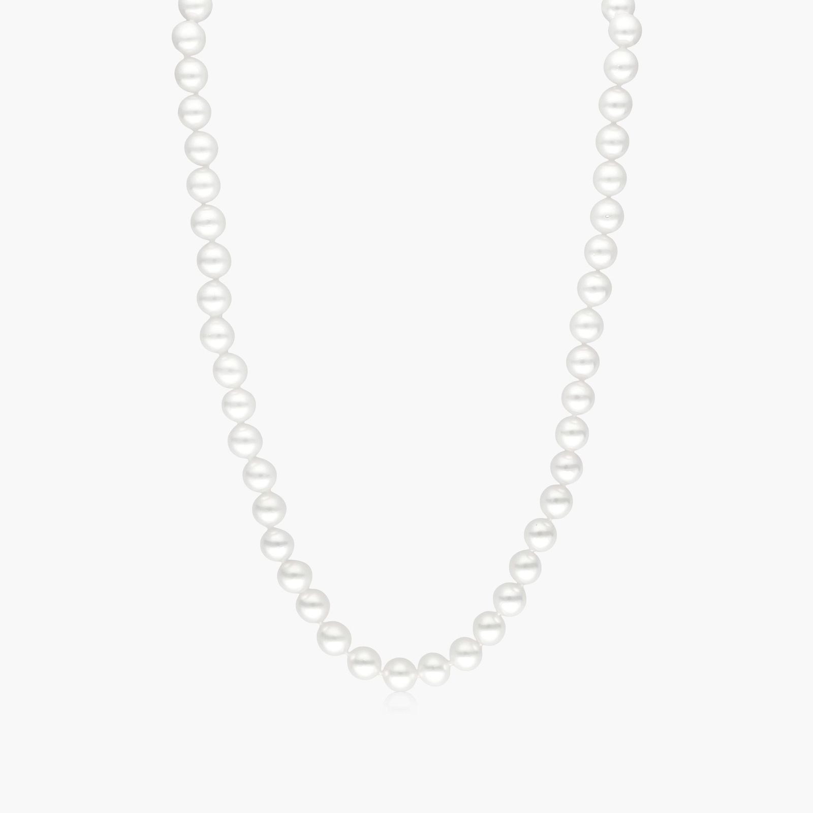 14K White Gold Akoya Cultured Pearl Ball Clasp 18" Necklace (7.0-7.5mm)