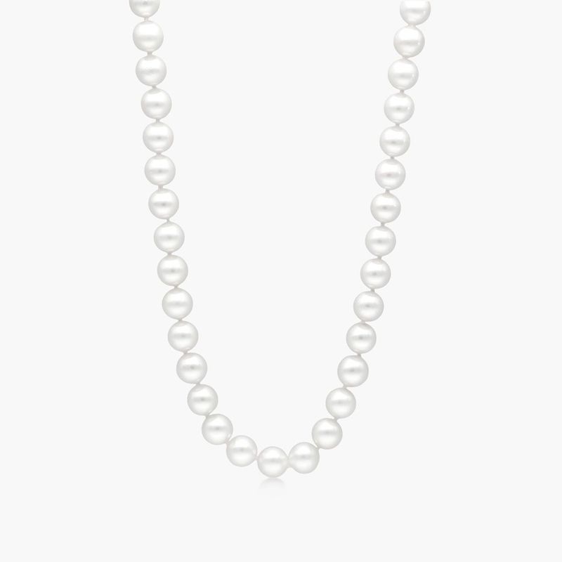 14K White Gold Akoya Cultured Pearl Ball Clasp 18" Necklace (8.0-8.5mm)