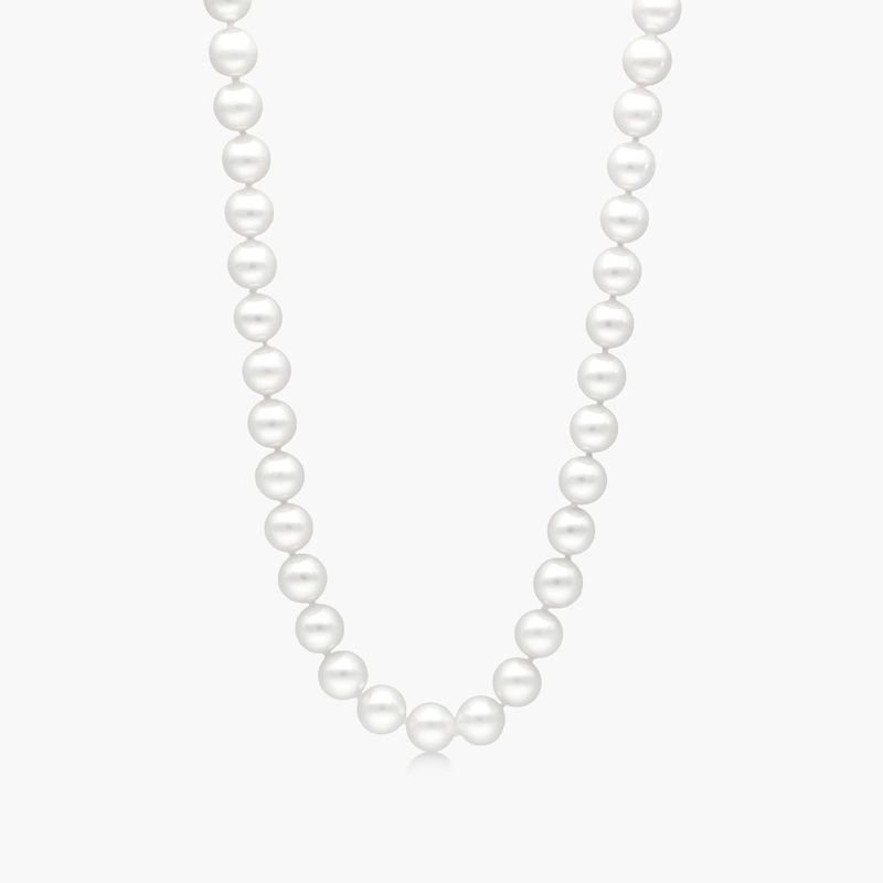 14K Yellow Gold Akoya Cultured Pearl Ball Clasp 18" Necklace (8.0-8.5mm)